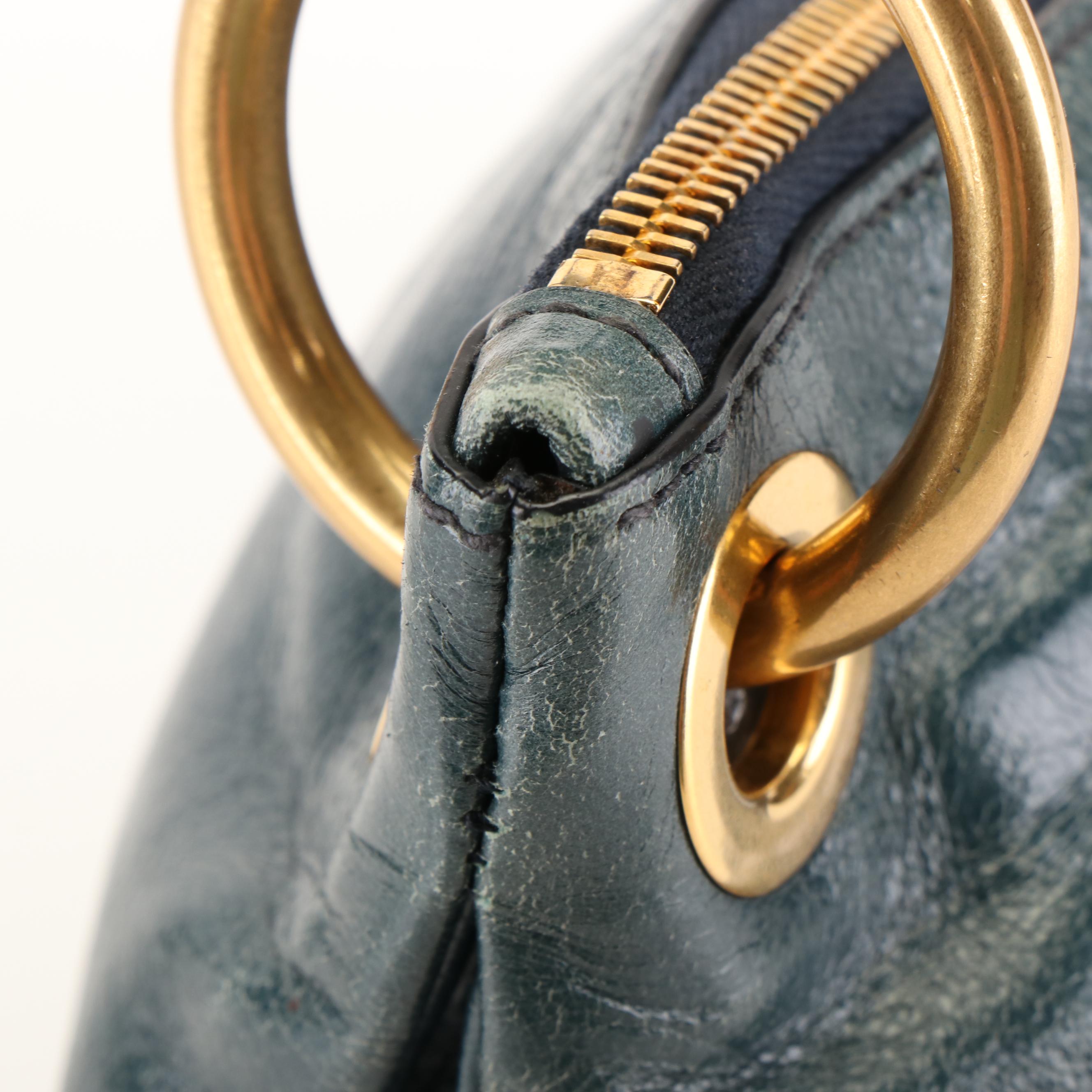 Prada Shoulder Bag in Blue Vitello Shine Leather