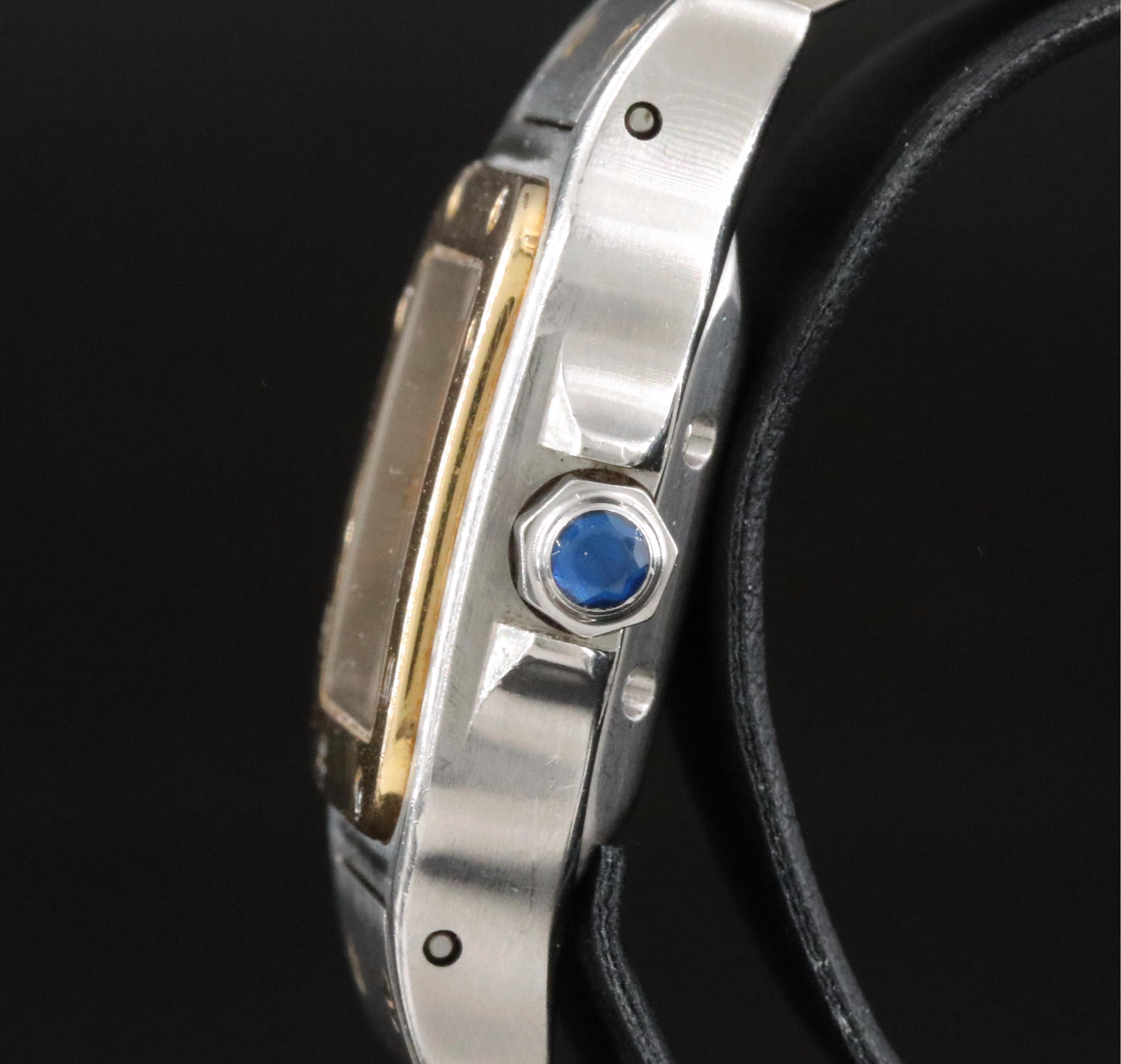 Cartier Santos Galbee Guilloché Dial 18K and Stainless Steel Watch