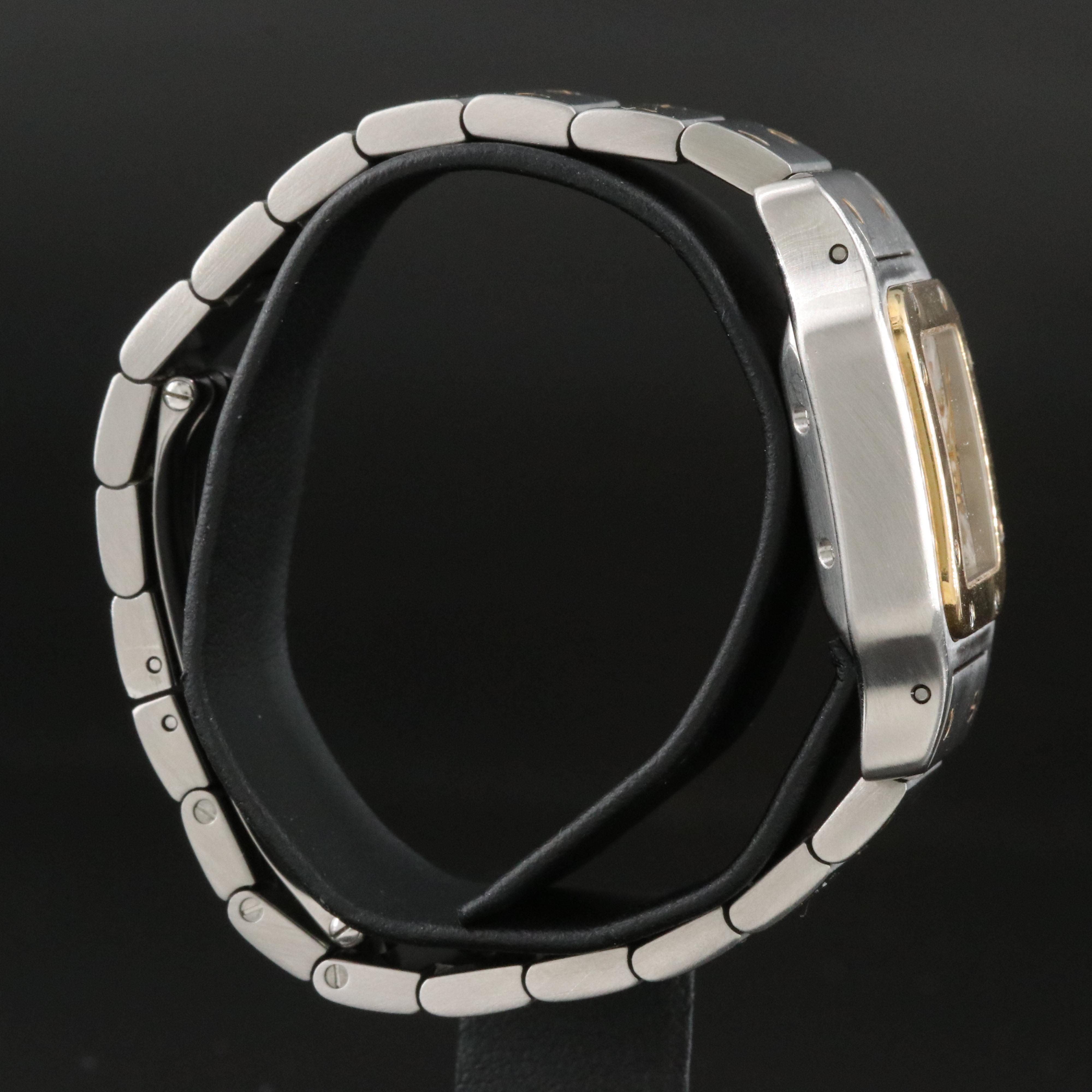 Cartier Santos Galbee Guilloché Dial 18K and Stainless Steel Watch