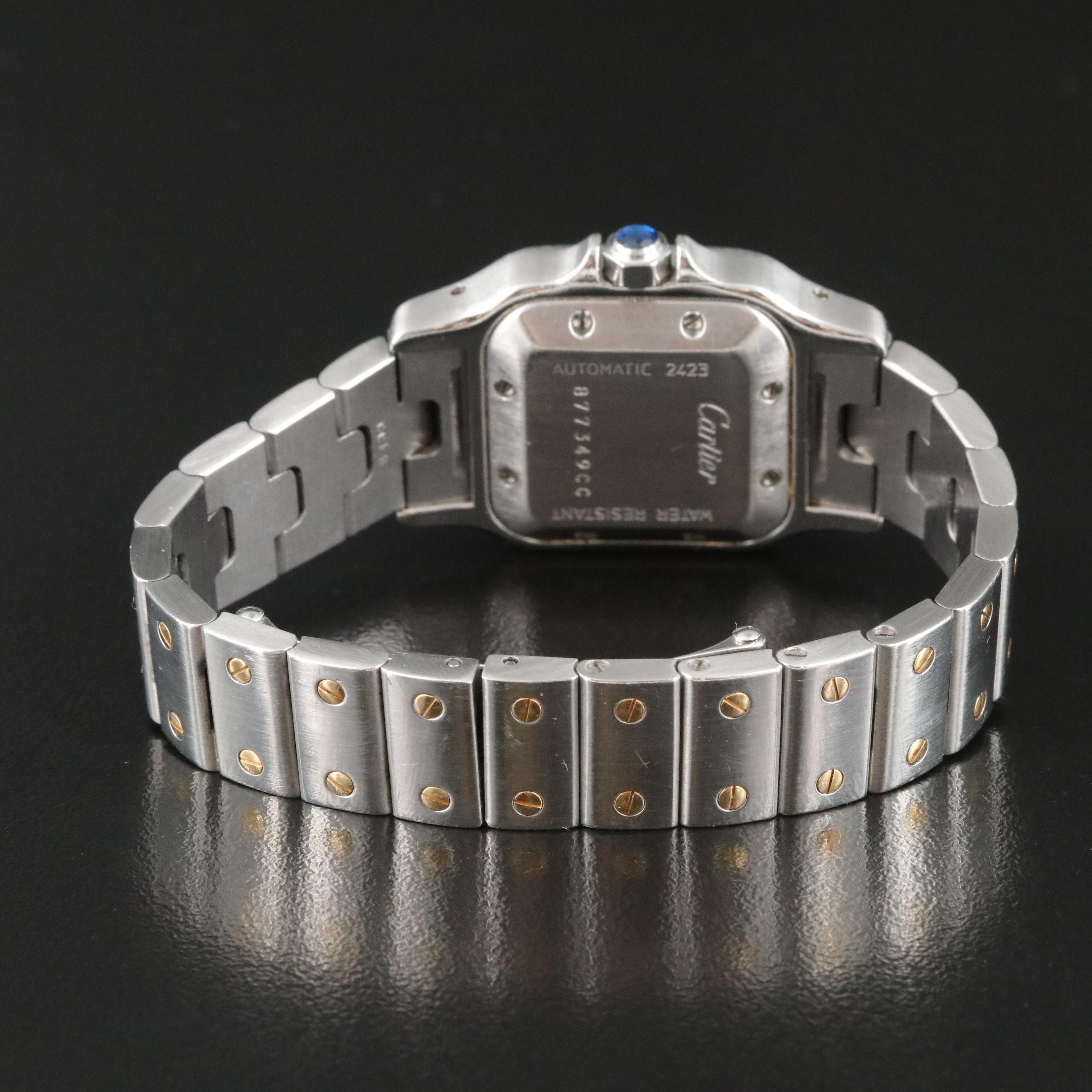 Cartier Santos Galbee Guilloché Dial 18K and Stainless Steel Watch