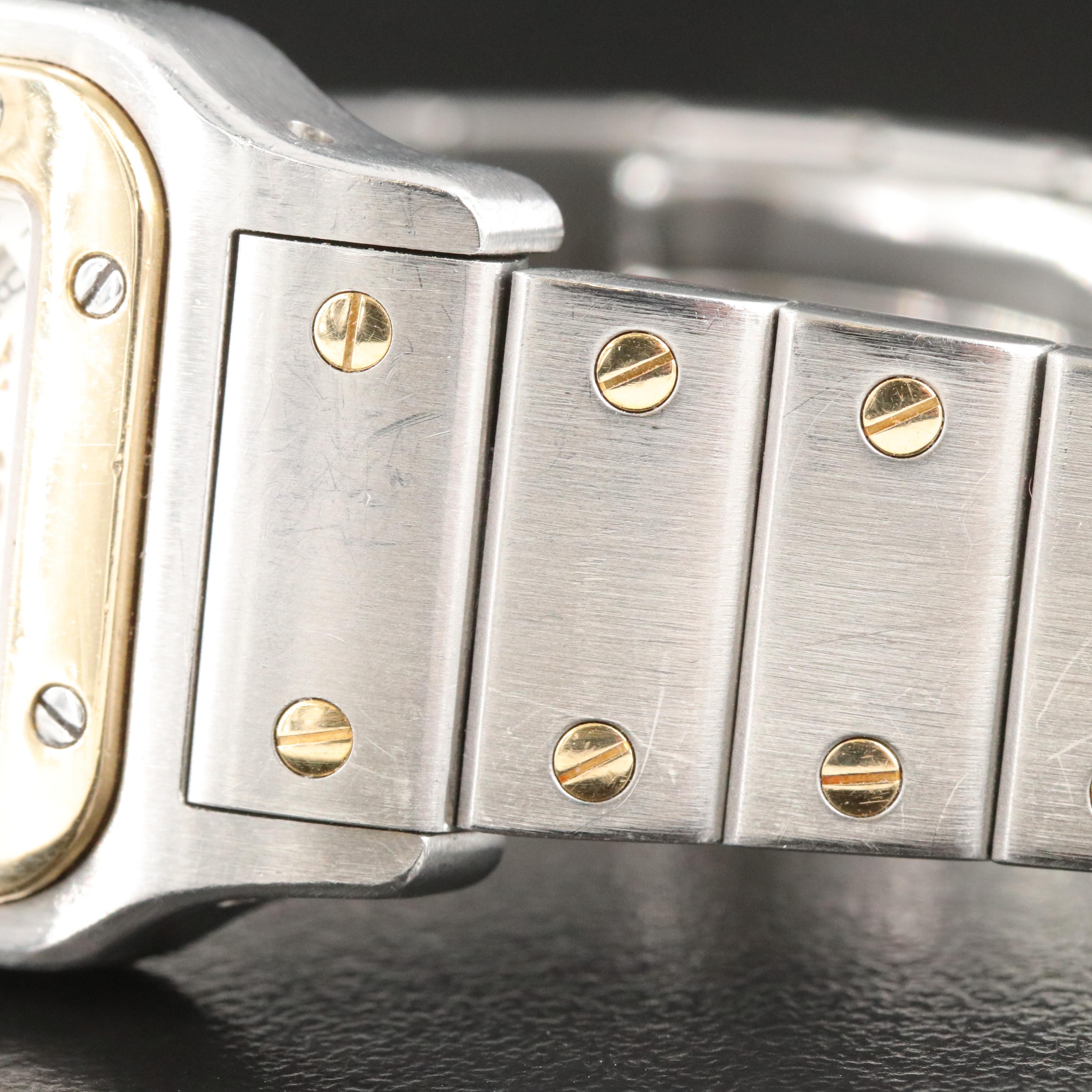 Cartier Santos Galbee Guilloché Dial 18K and Stainless Steel Watch