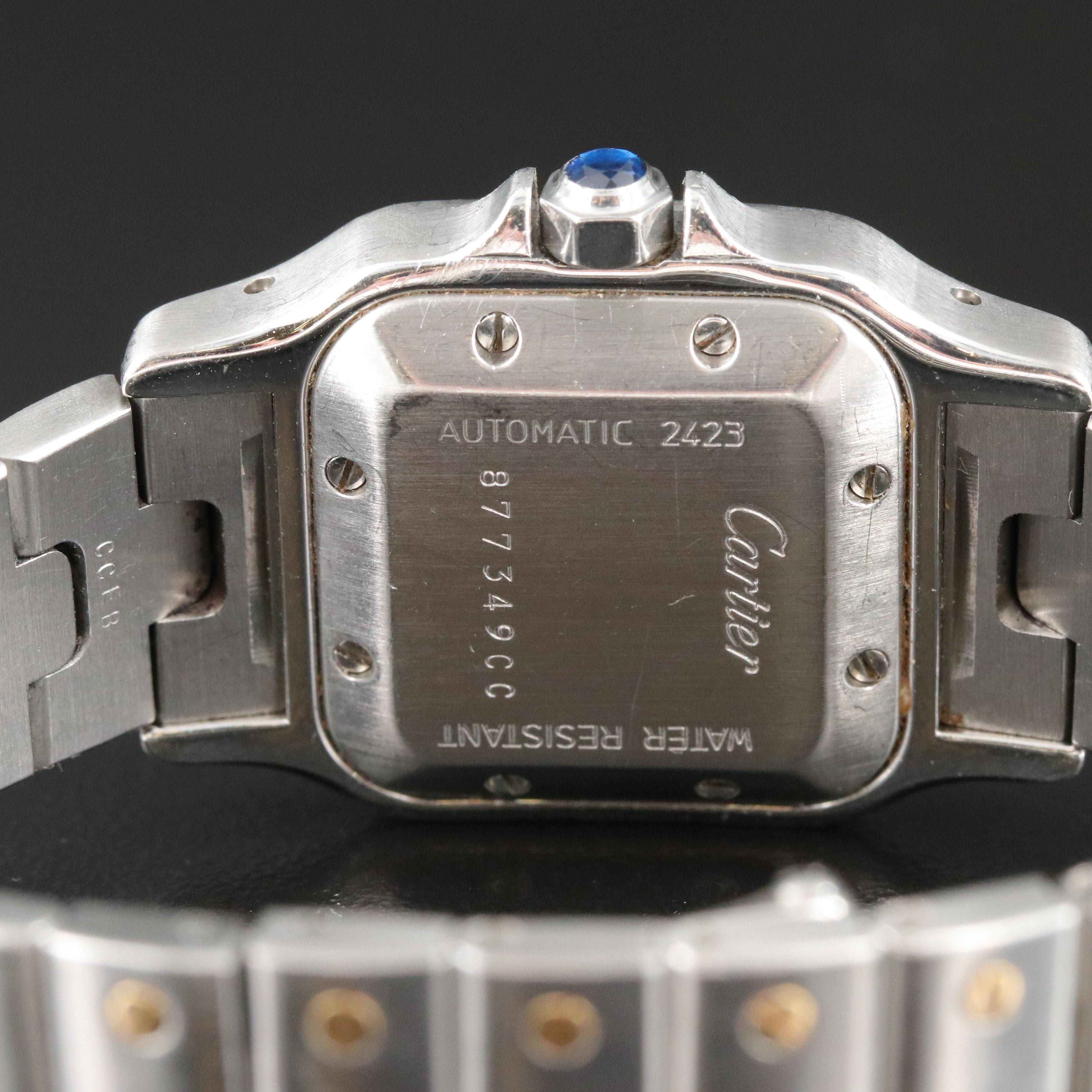 Cartier Santos Galbee Guilloché Dial 18K and Stainless Steel Watch