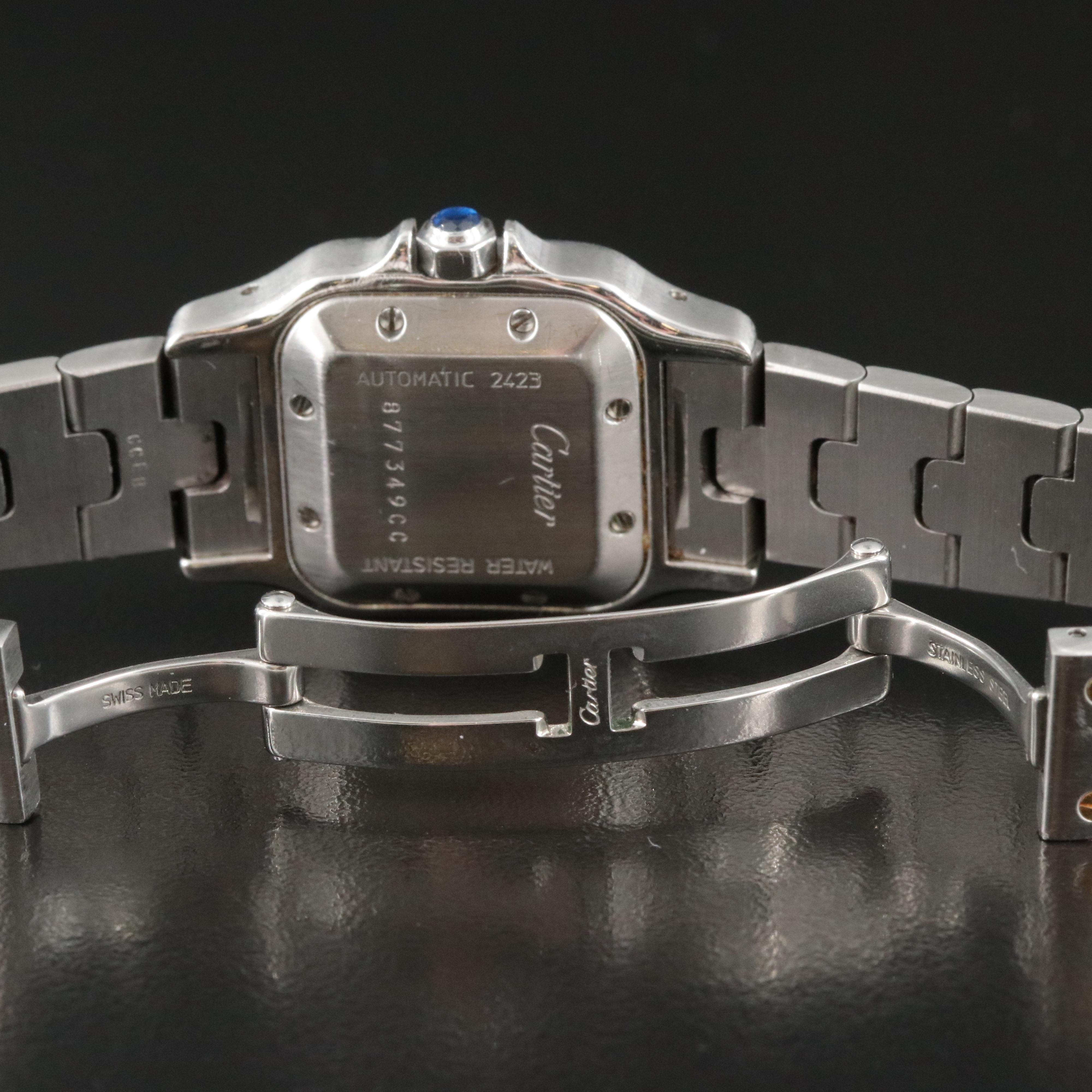 Cartier Santos Galbee Guilloché Dial 18K and Stainless Steel Watch