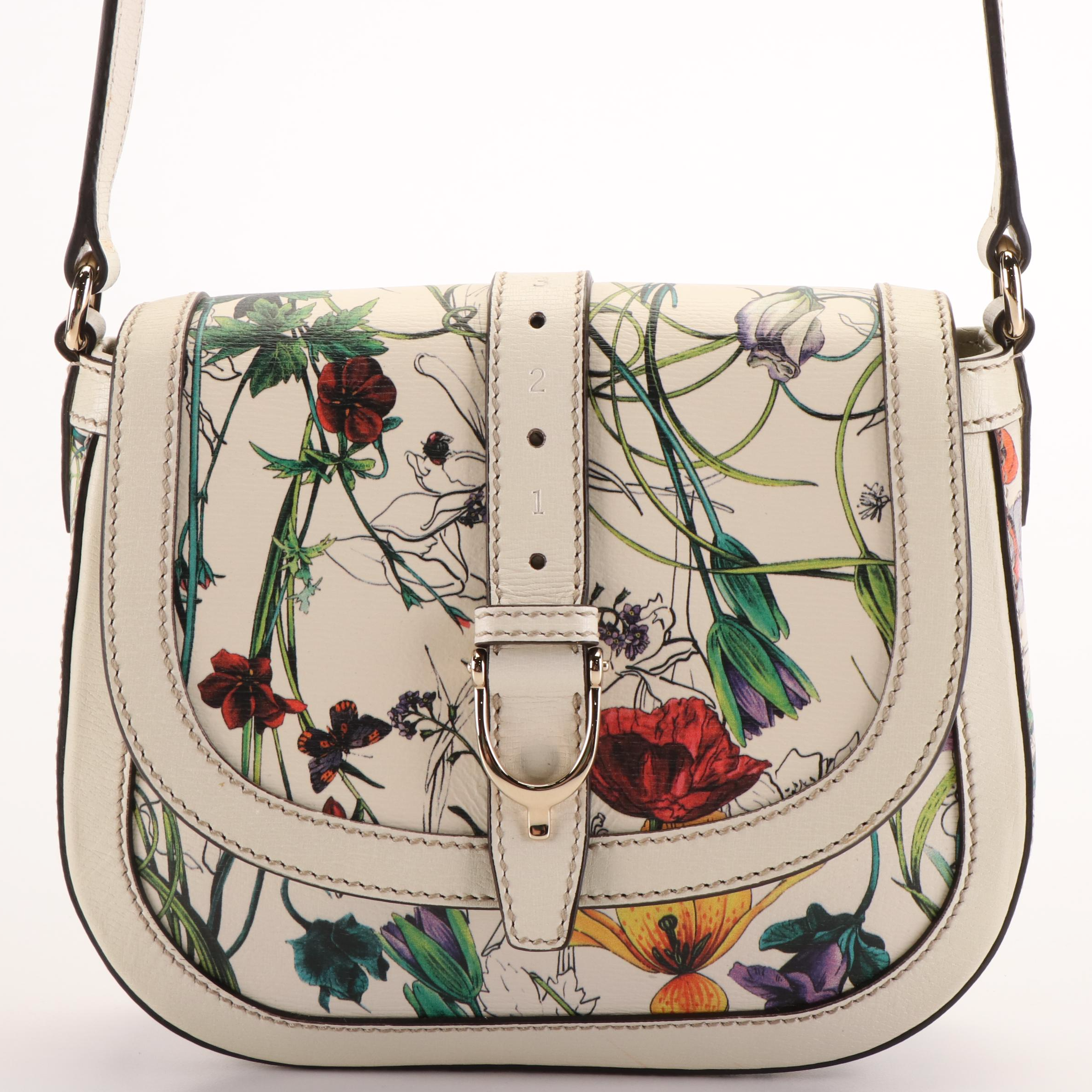 Gucci Nice Floral Printed Leather Shoulder Bag