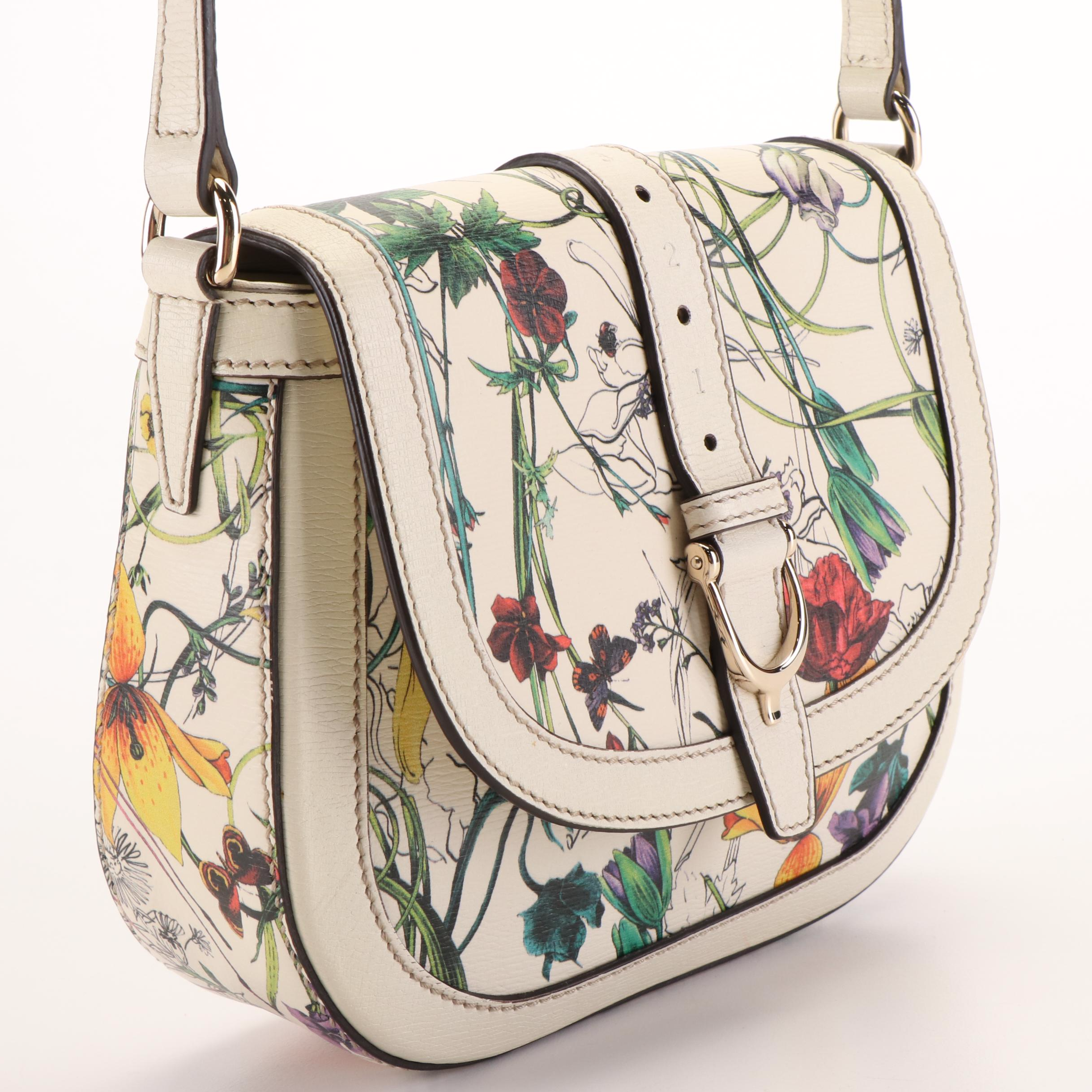 Gucci Nice Floral Printed Leather Shoulder Bag