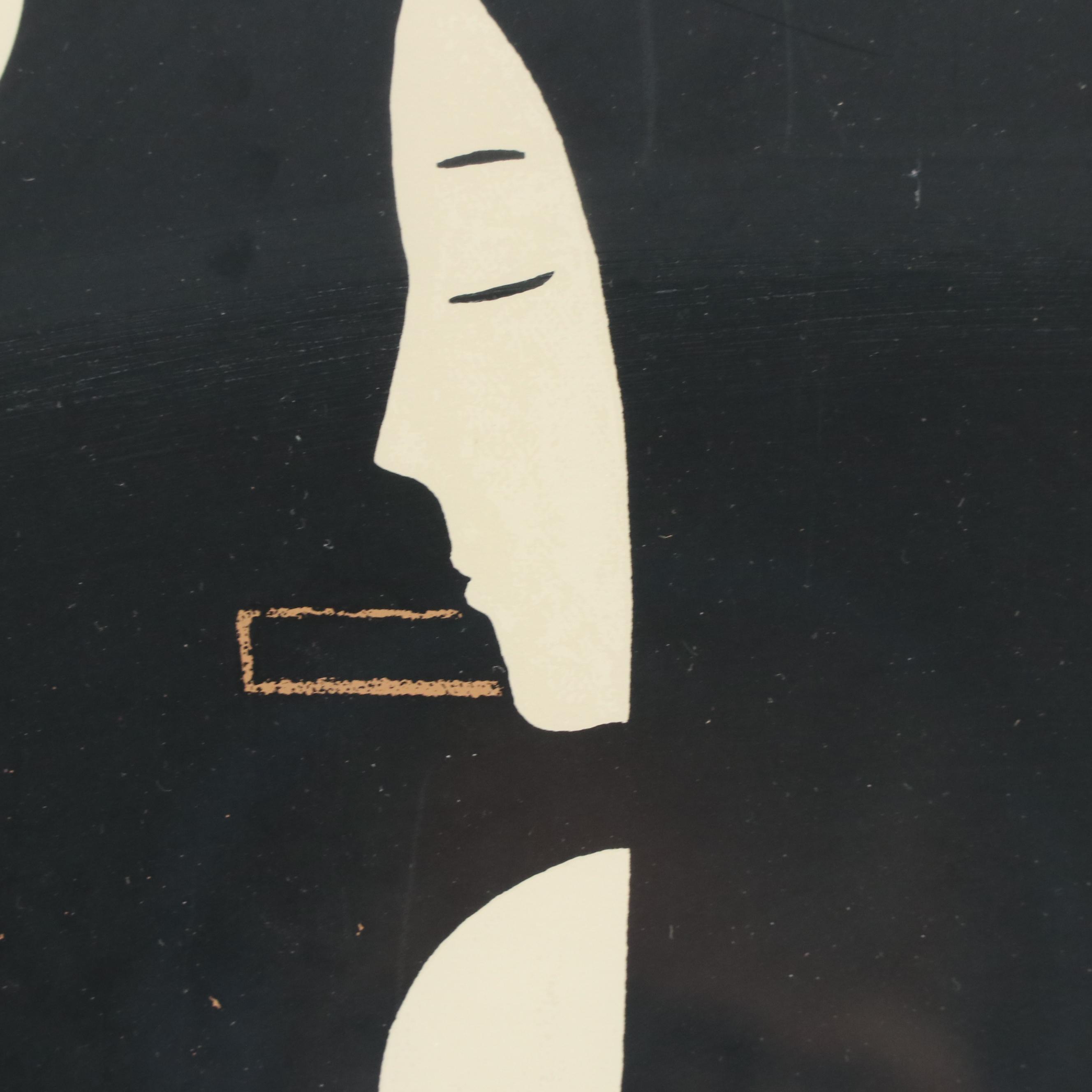 Han Kisuk Serigraph of Seated Nude Female Figure "Flute Player"