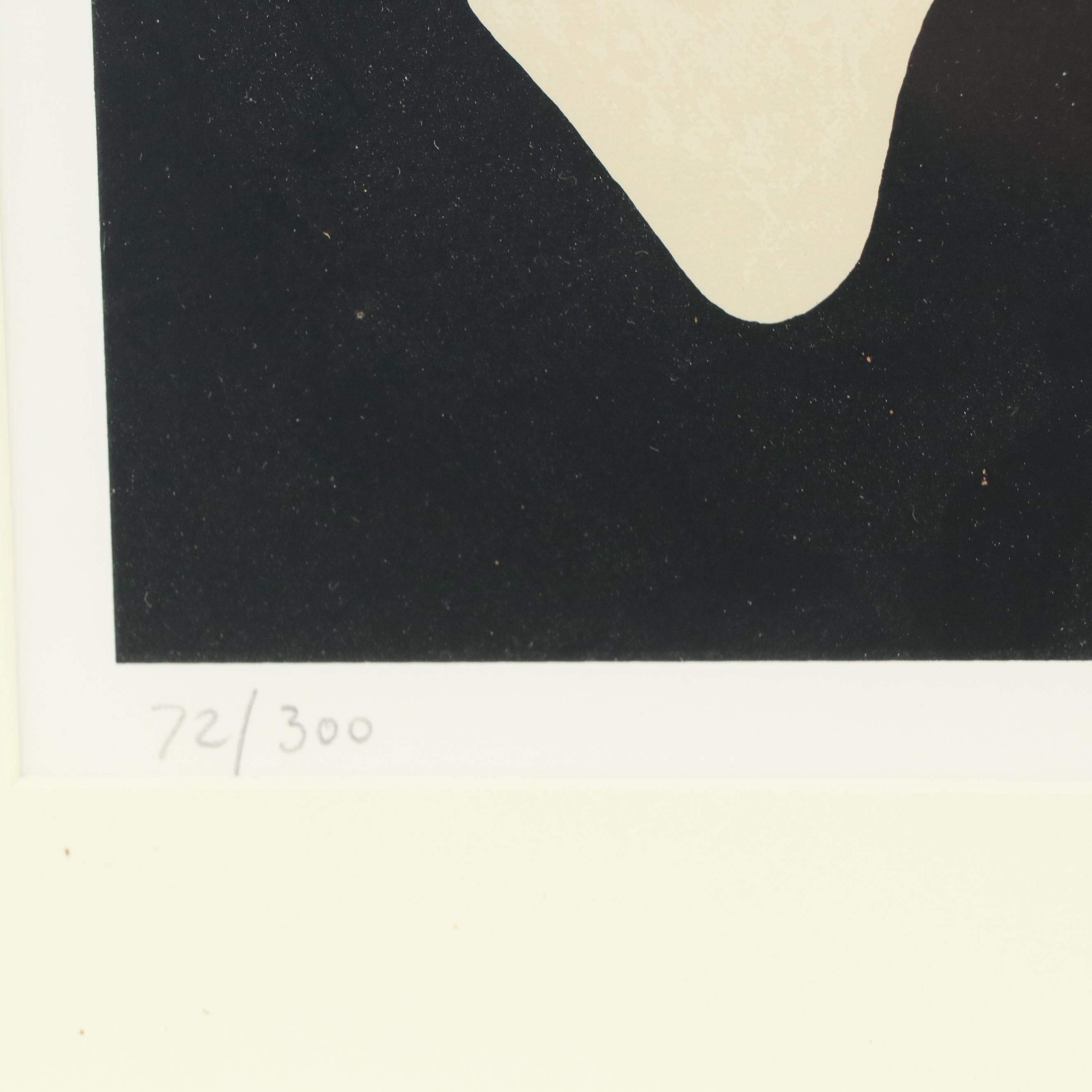 Han Kisuk Serigraph of Seated Nude Female Figure "Flute Player"