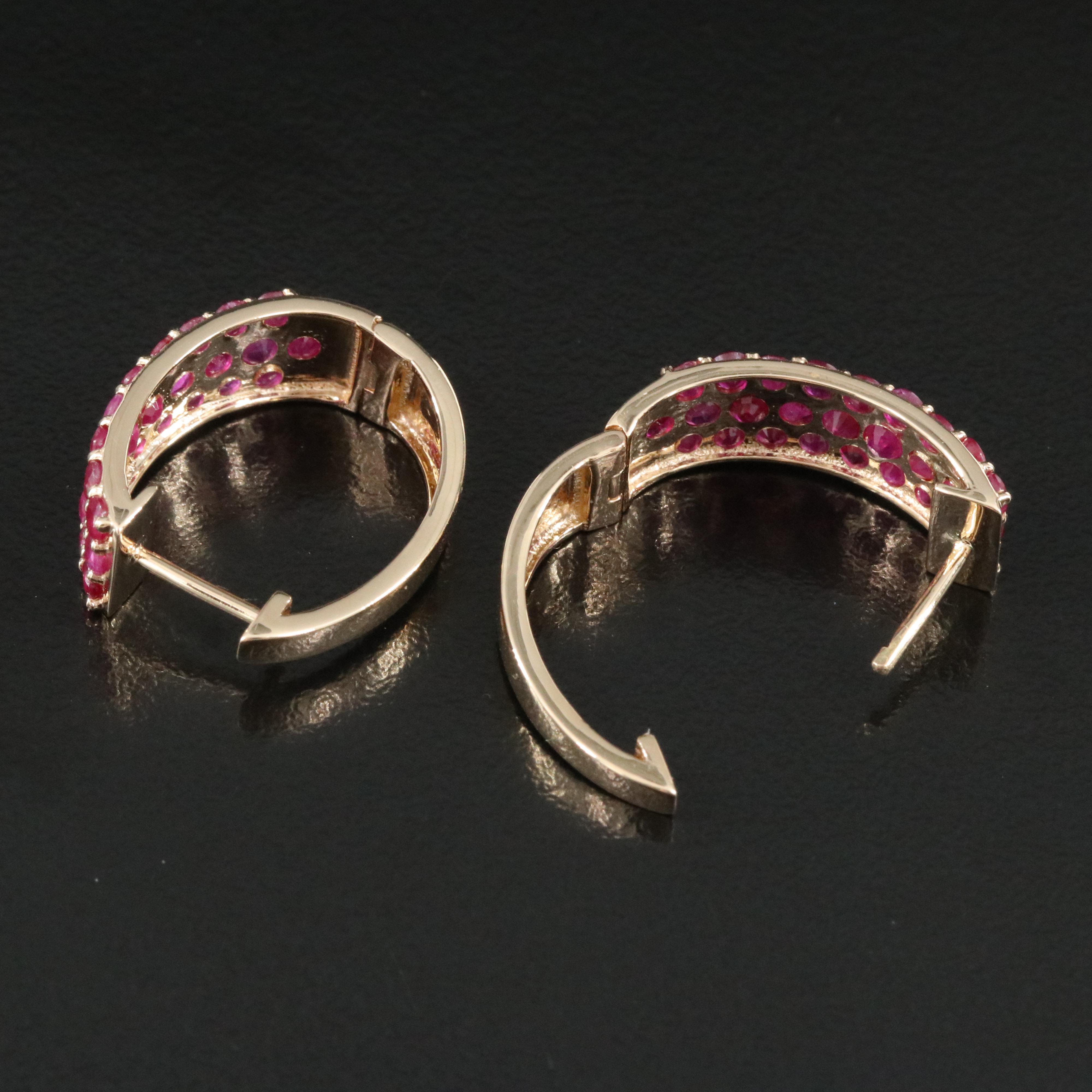 14K Ruby Hoop Earrings