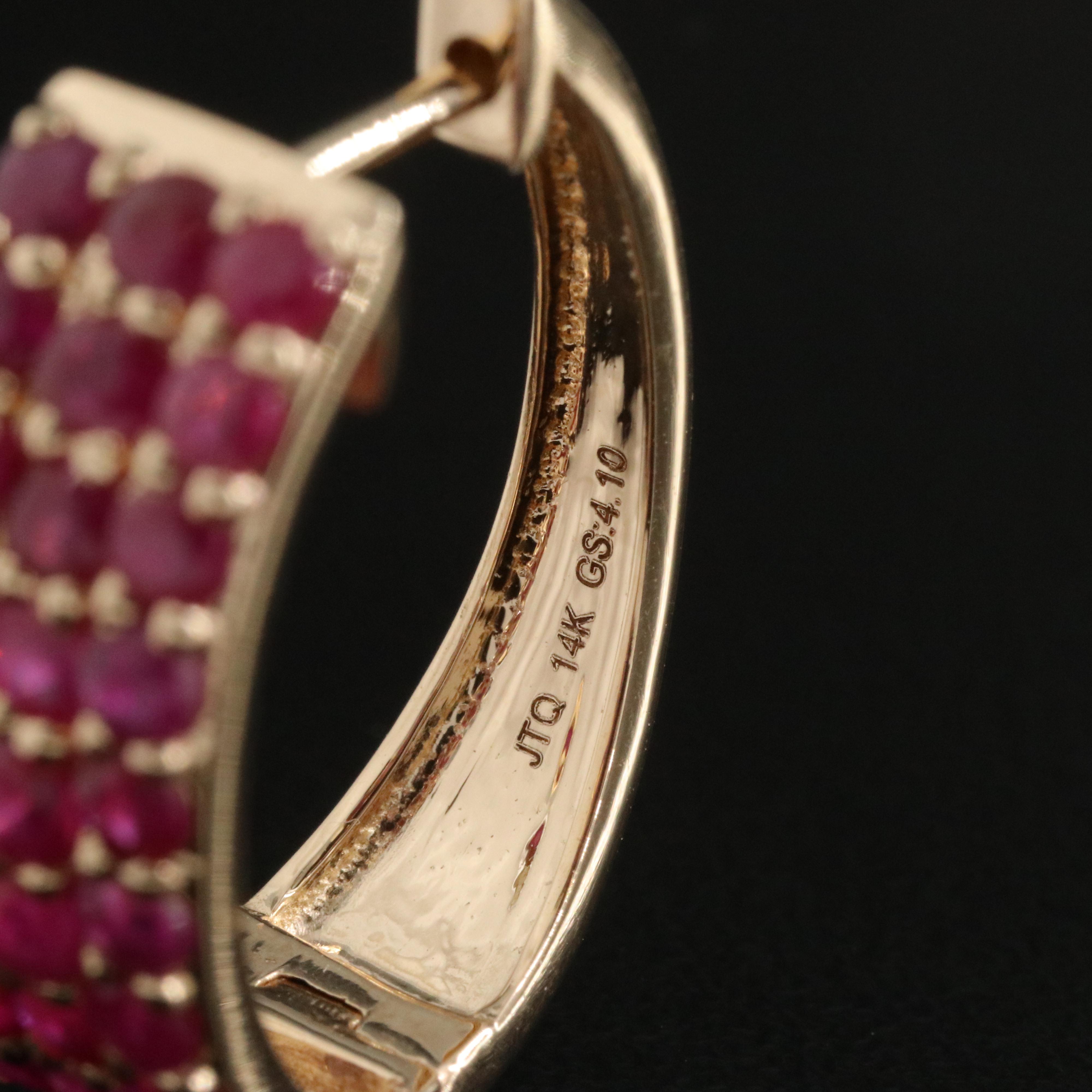 14K Ruby Hoop Earrings
