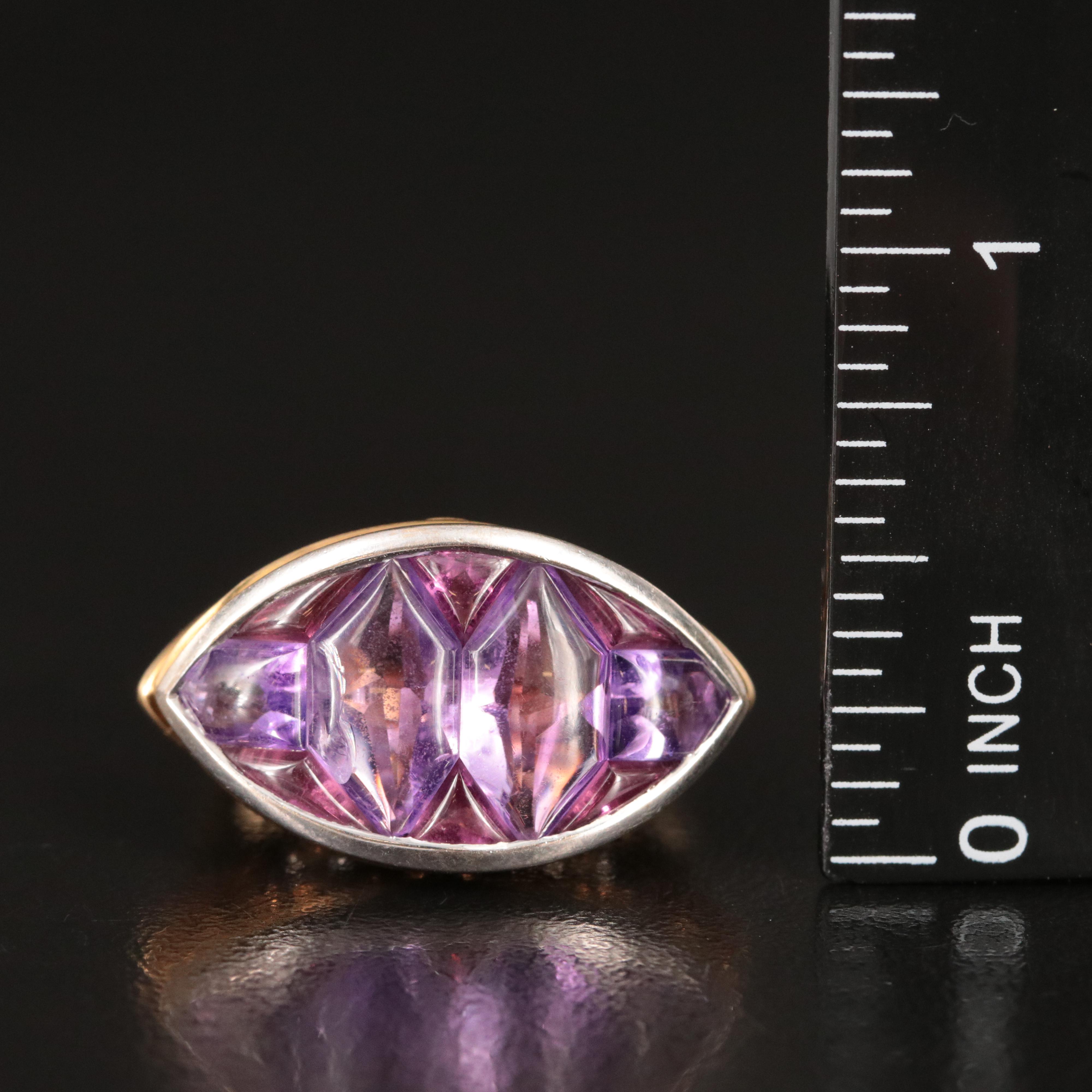 John Hardy 18K Two-Tone Amethyst East-West Ring