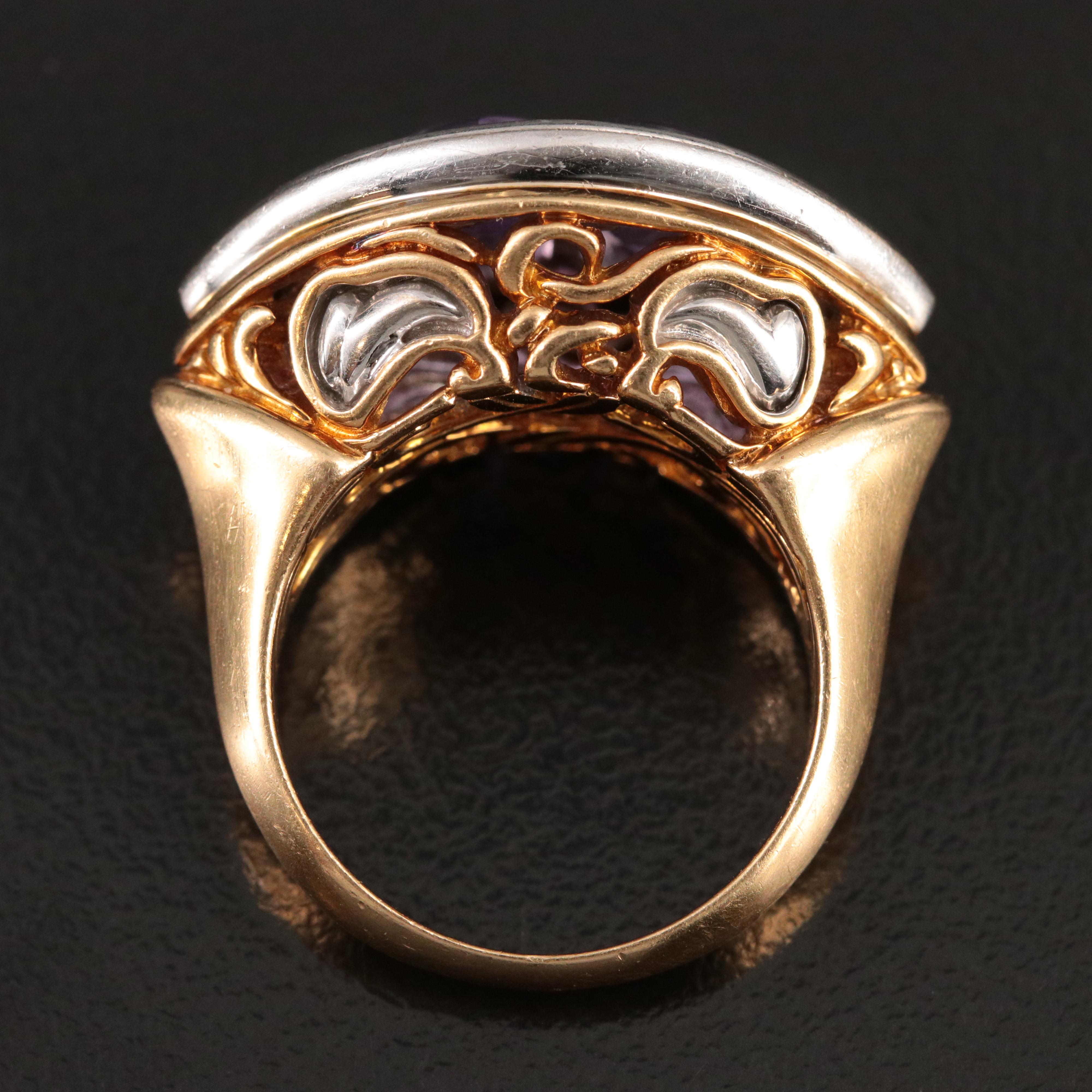 John Hardy 18K Two-Tone Amethyst East-West Ring