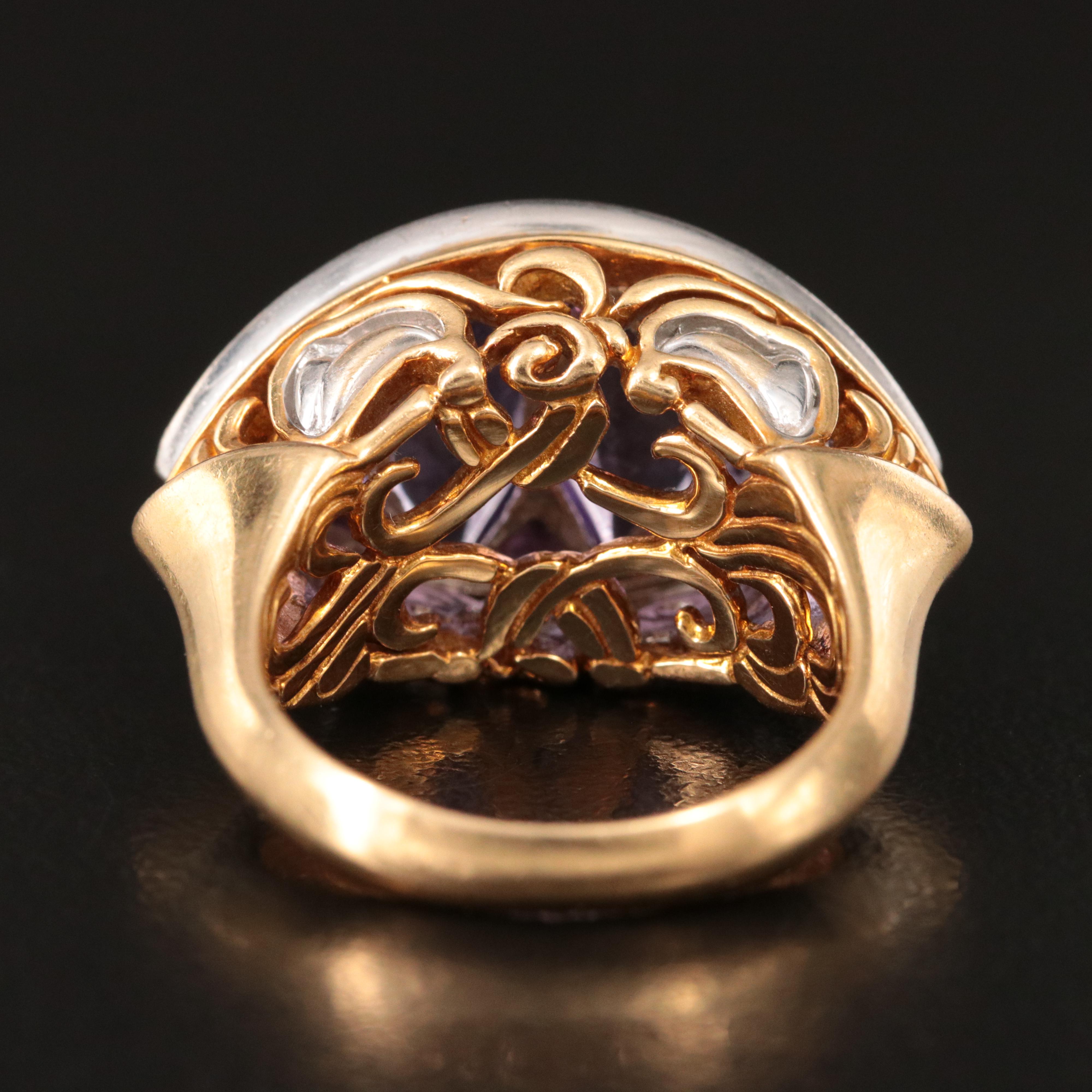 John Hardy 18K Two-Tone Amethyst East-West Ring