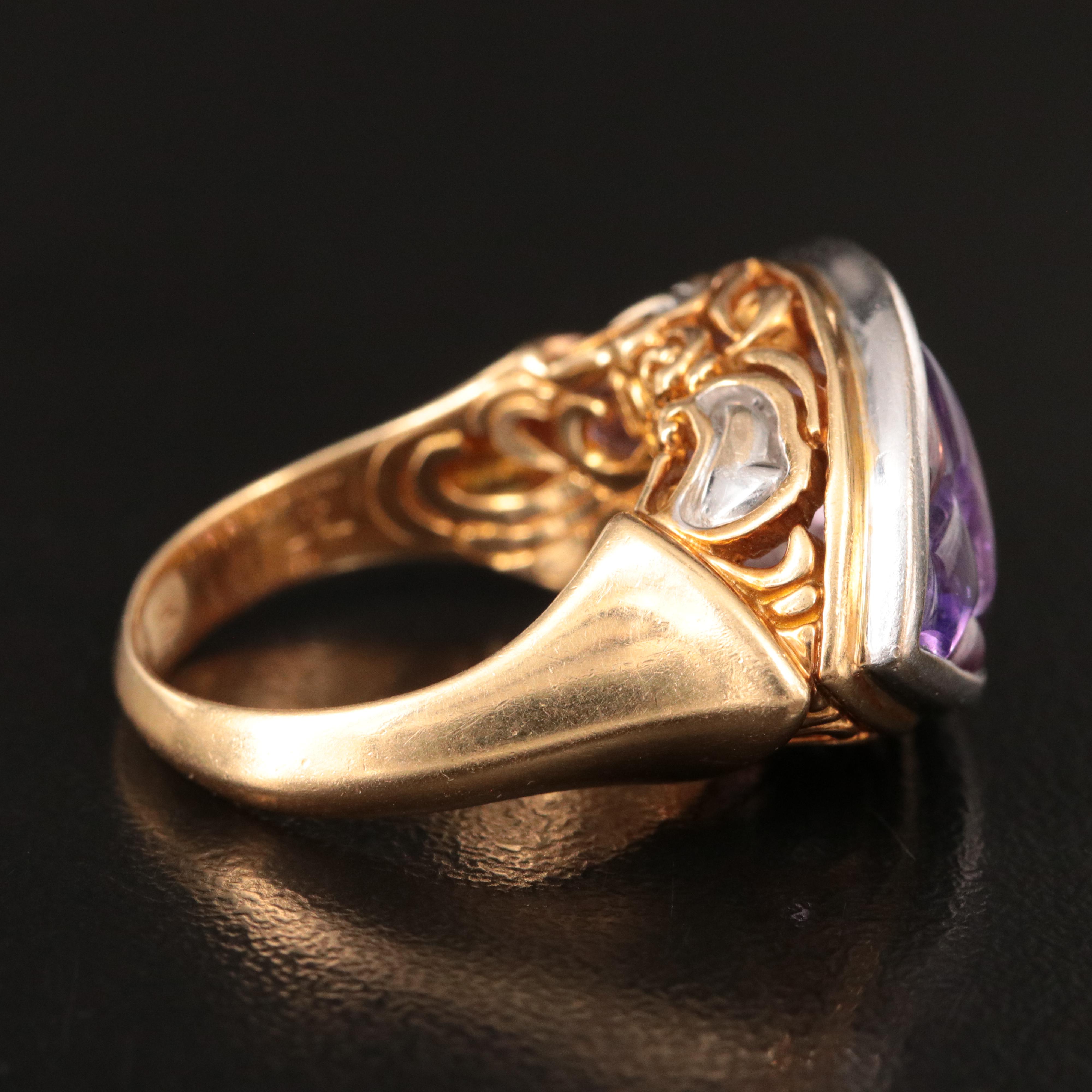 John Hardy 18K Two-Tone Amethyst East-West Ring