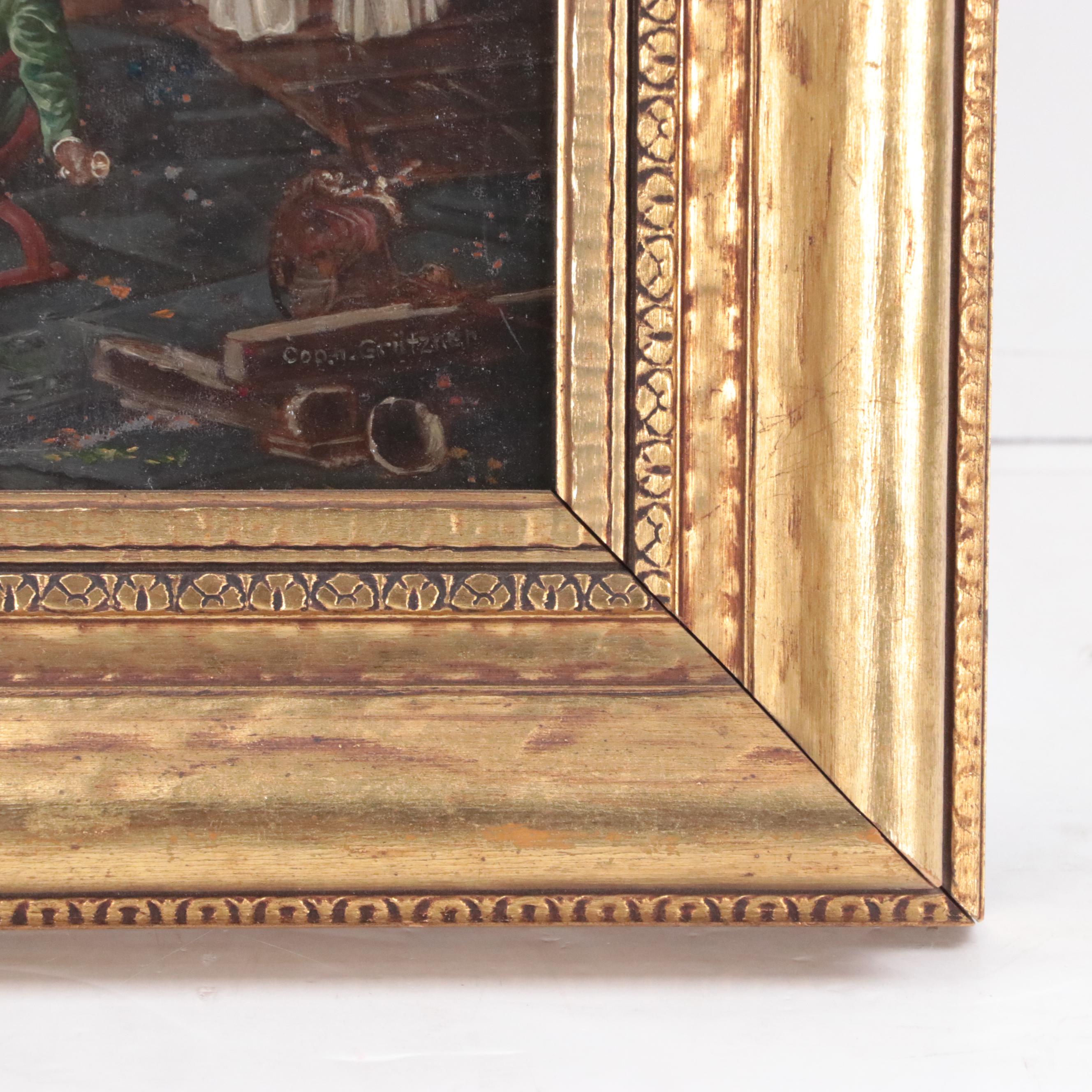 Genre Oil Painting after Eduard von Grützner's "Die Weinprobe"