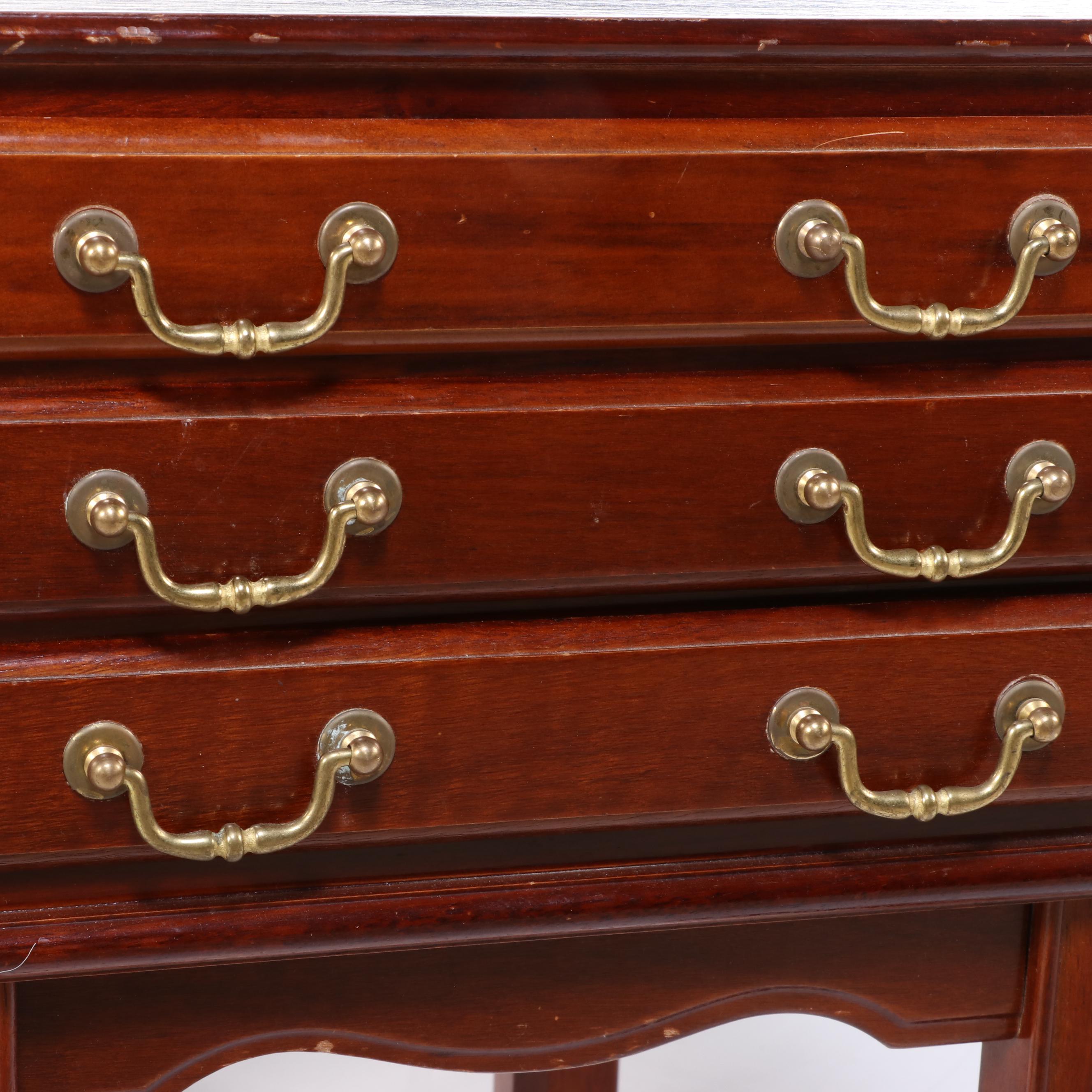 Chippendale Style Mahogany-Stained Side Table with Three Folding Tray Tables
