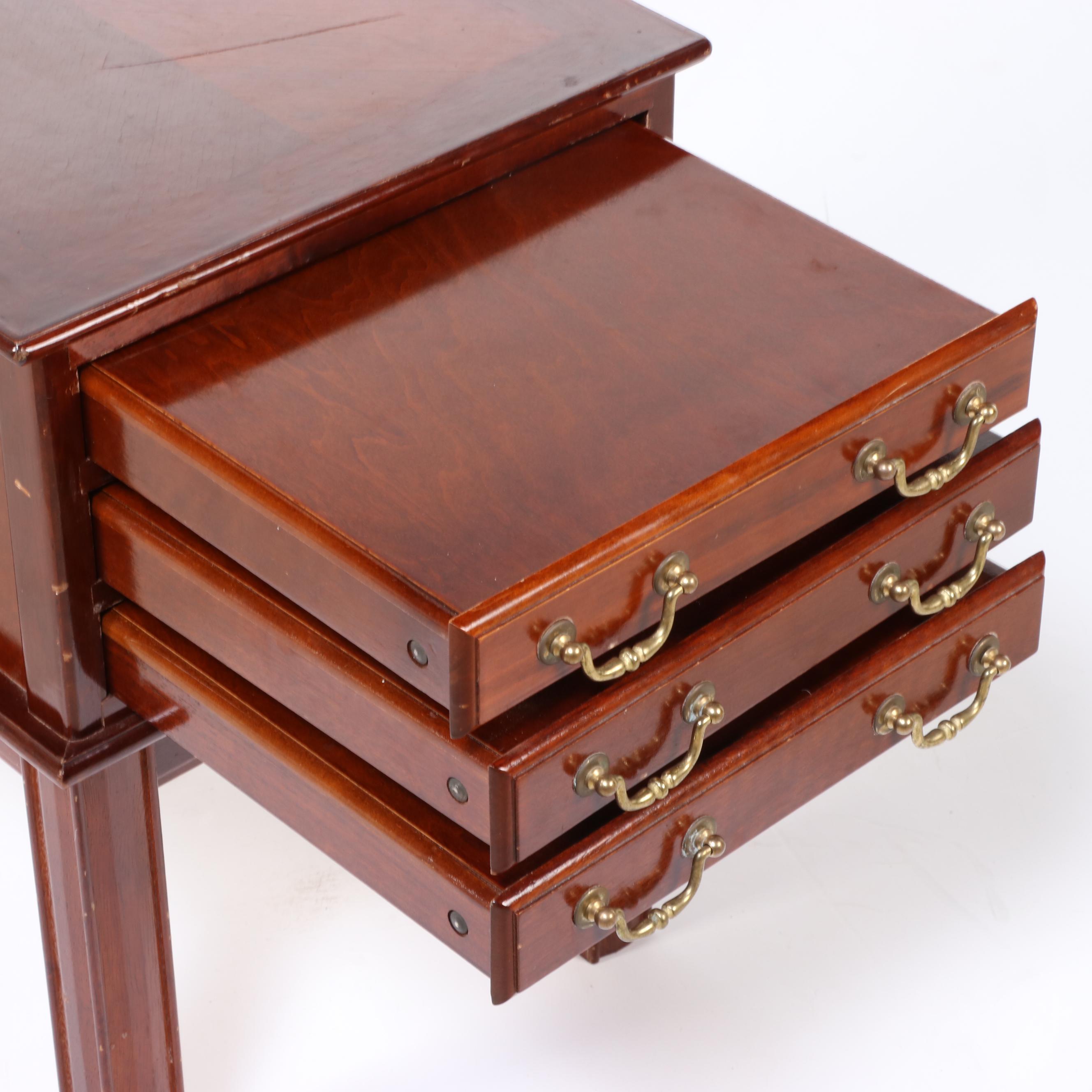 Chippendale Style Mahogany-Stained Side Table with Three Folding Tray Tables