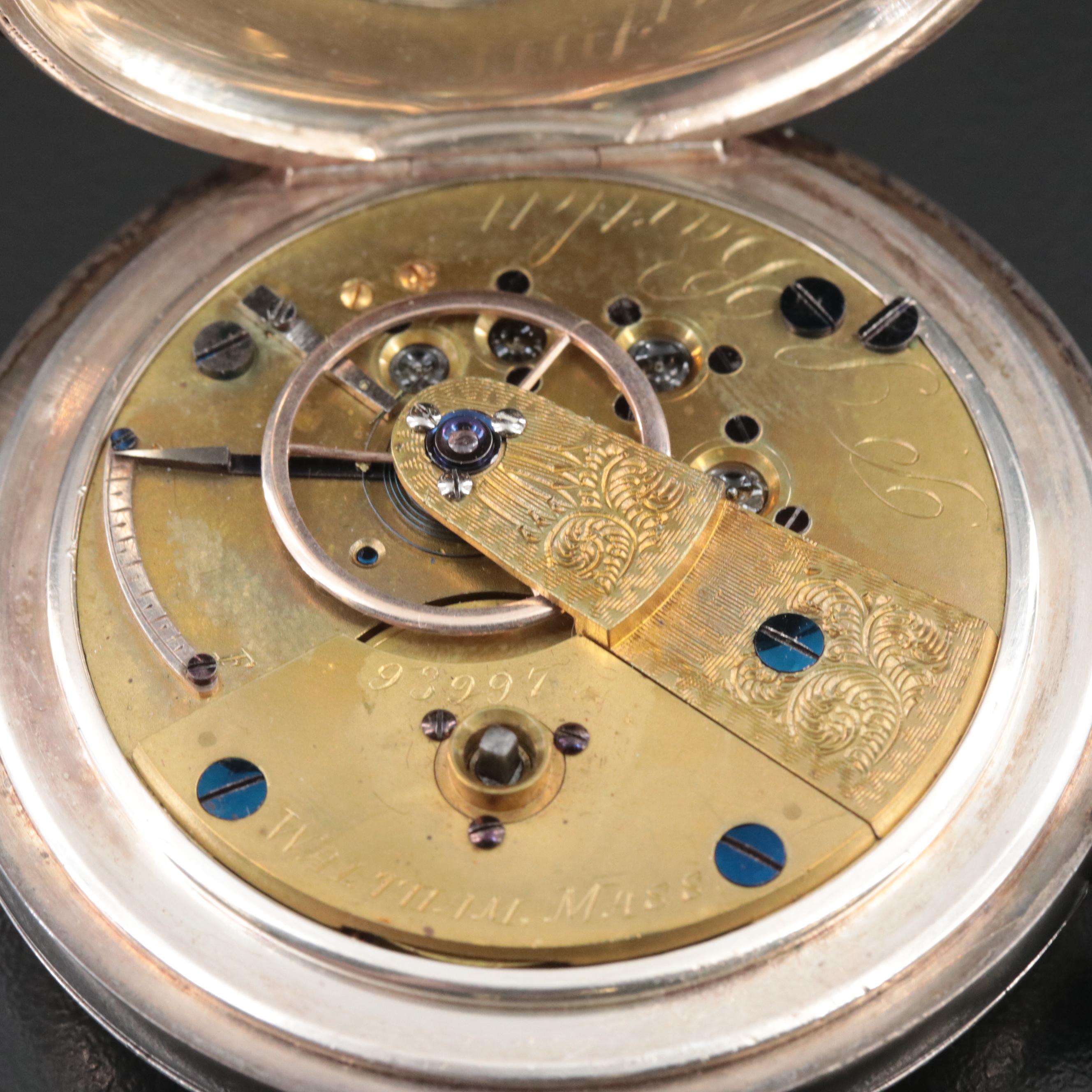 1863 American Watch Co. 800 Silver Pocket Watch