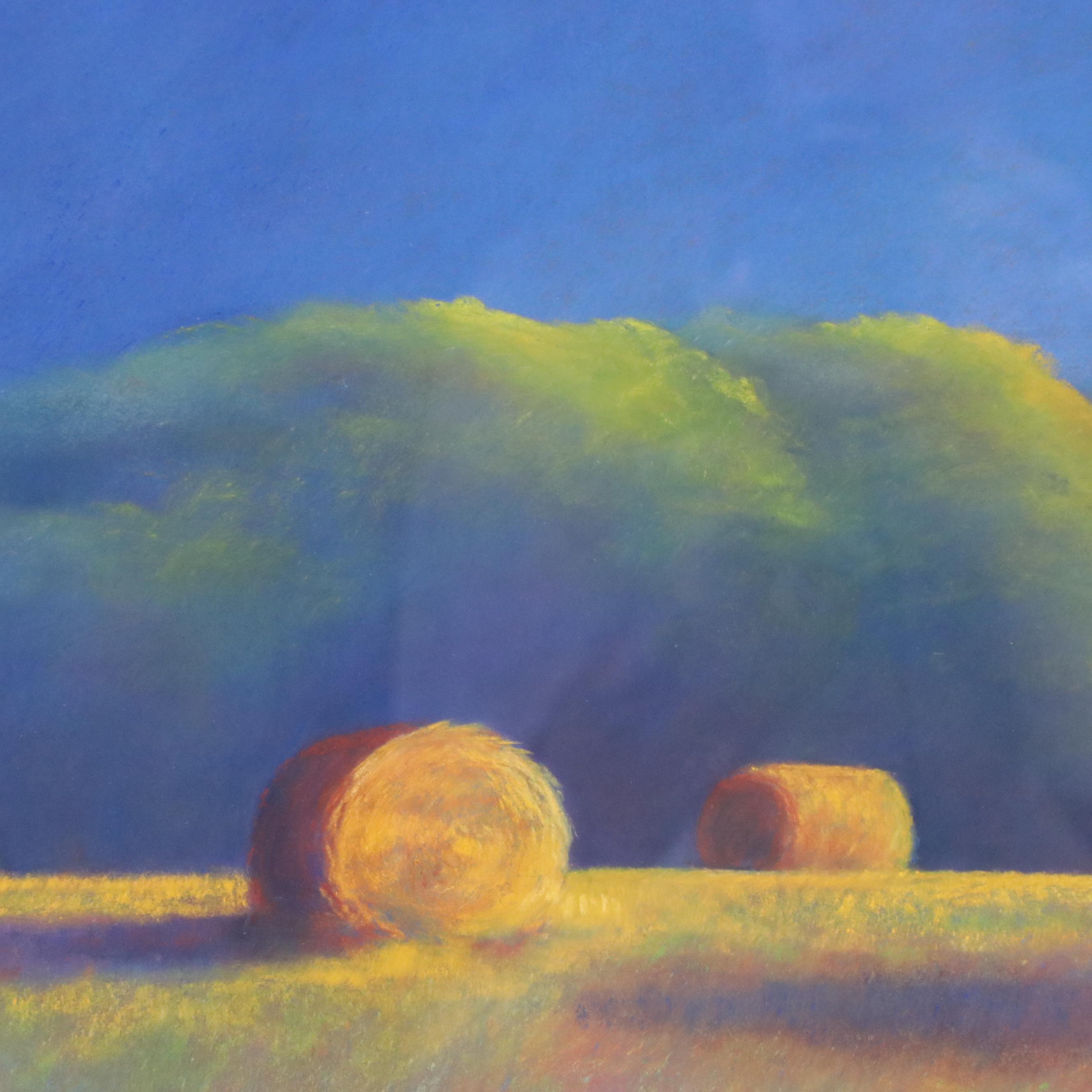 Lisa Eastman Landscape Chalk Pastel Drawing of Haystacks, 1997