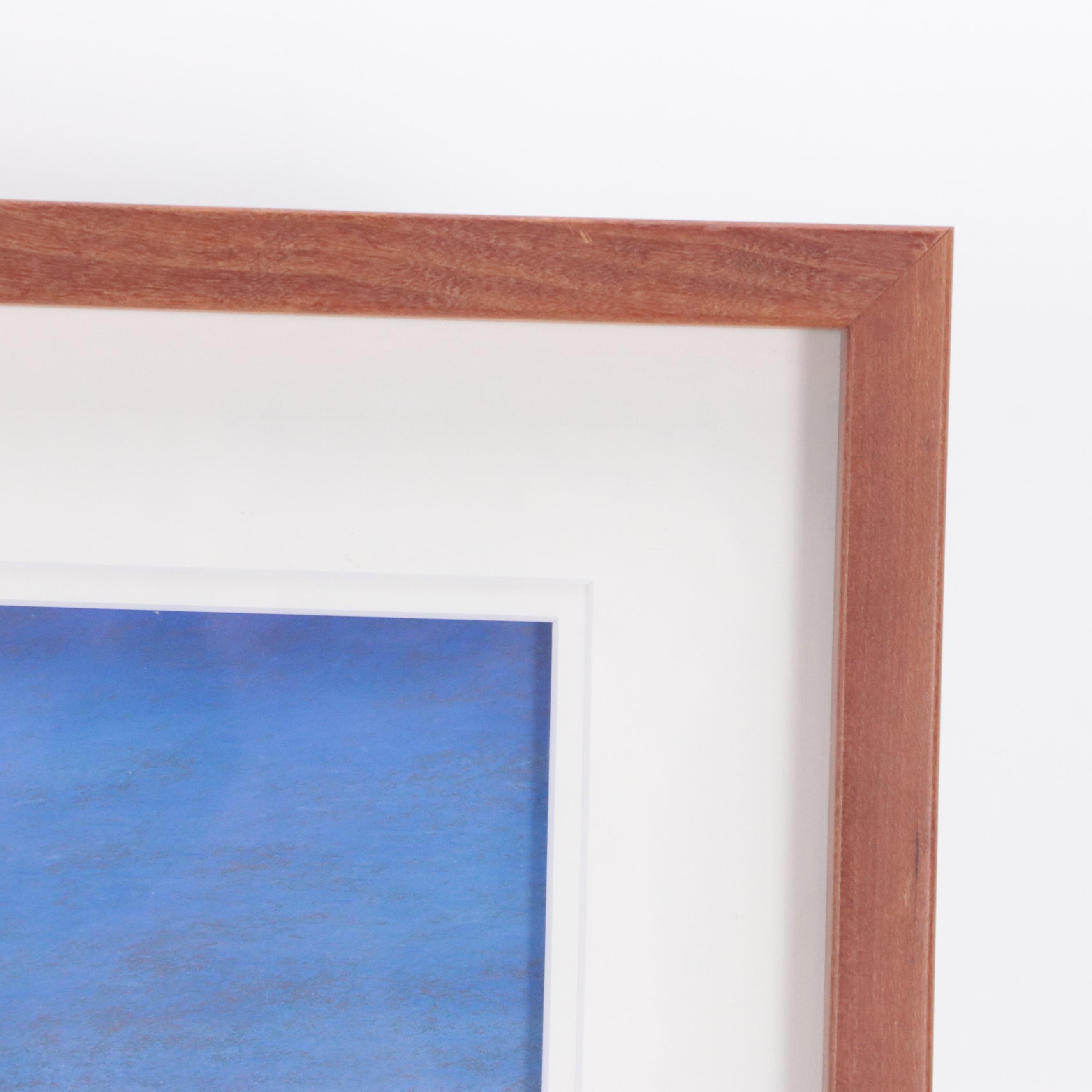 Lisa Eastman Landscape Chalk Pastel Drawing of Haystacks, 1997