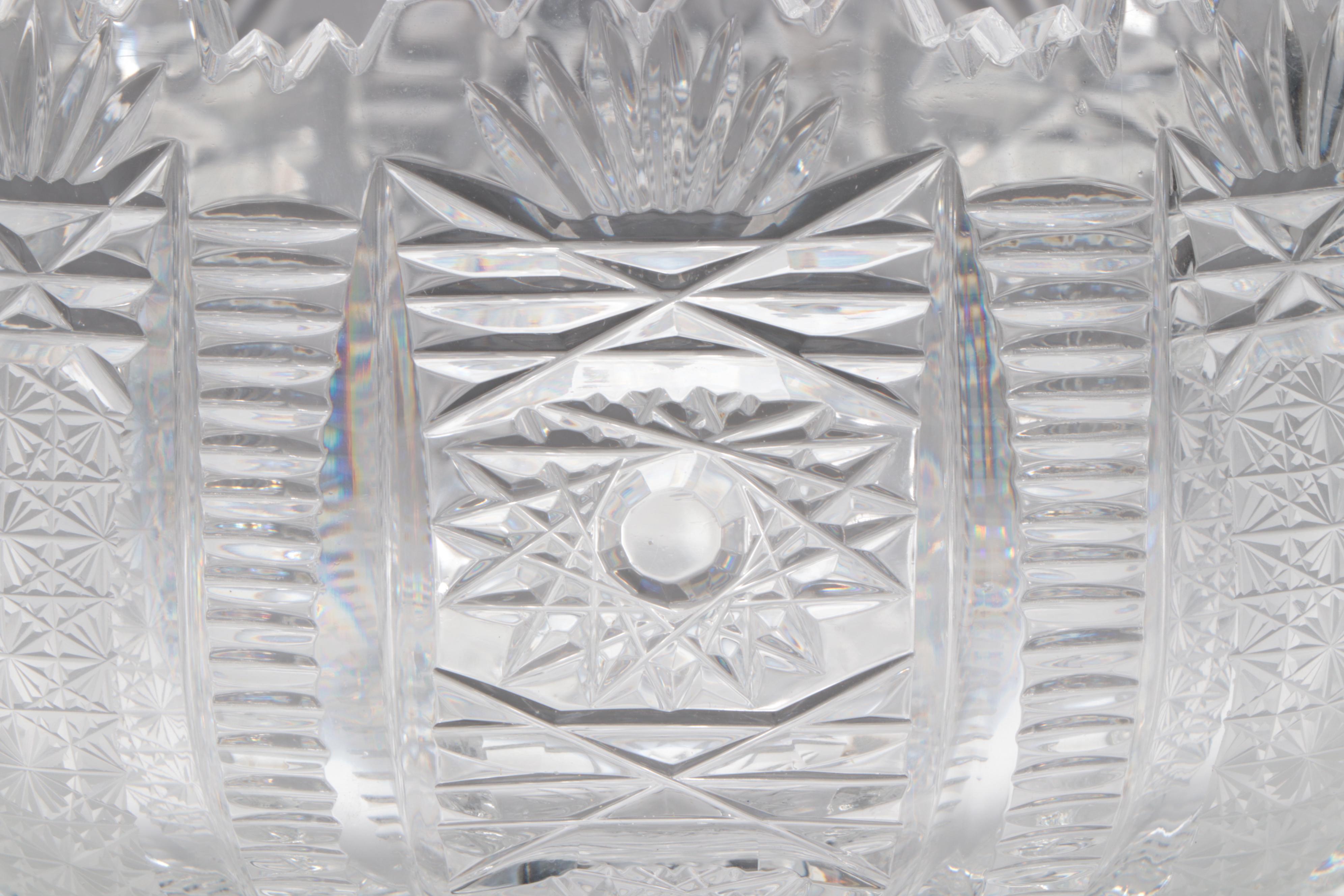 American Brilliant Cut Glass Bowls With Hand-Painted Porcelain Jardinière