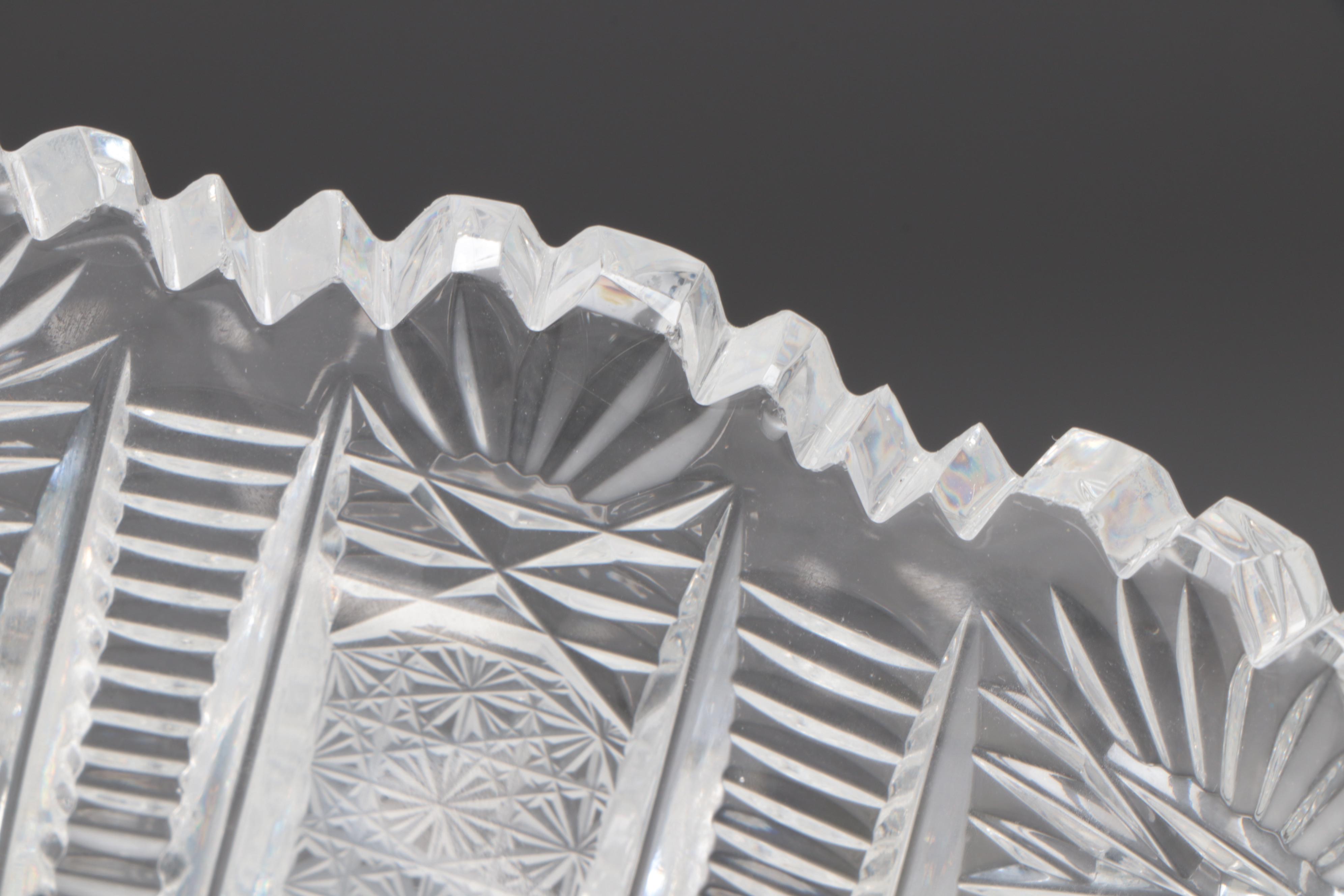 American Brilliant Cut Glass Bowls With Hand-Painted Porcelain Jardinière