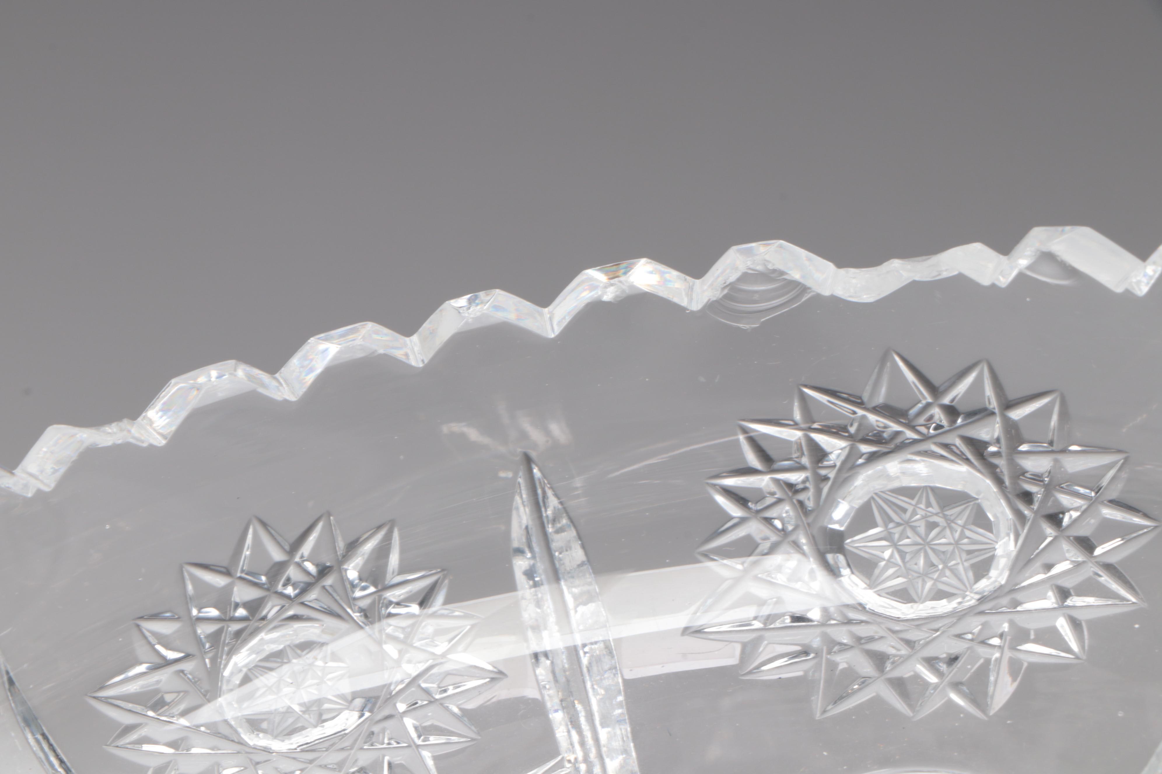 American Brilliant Cut Glass Bowls With Hand-Painted Porcelain Jardinière