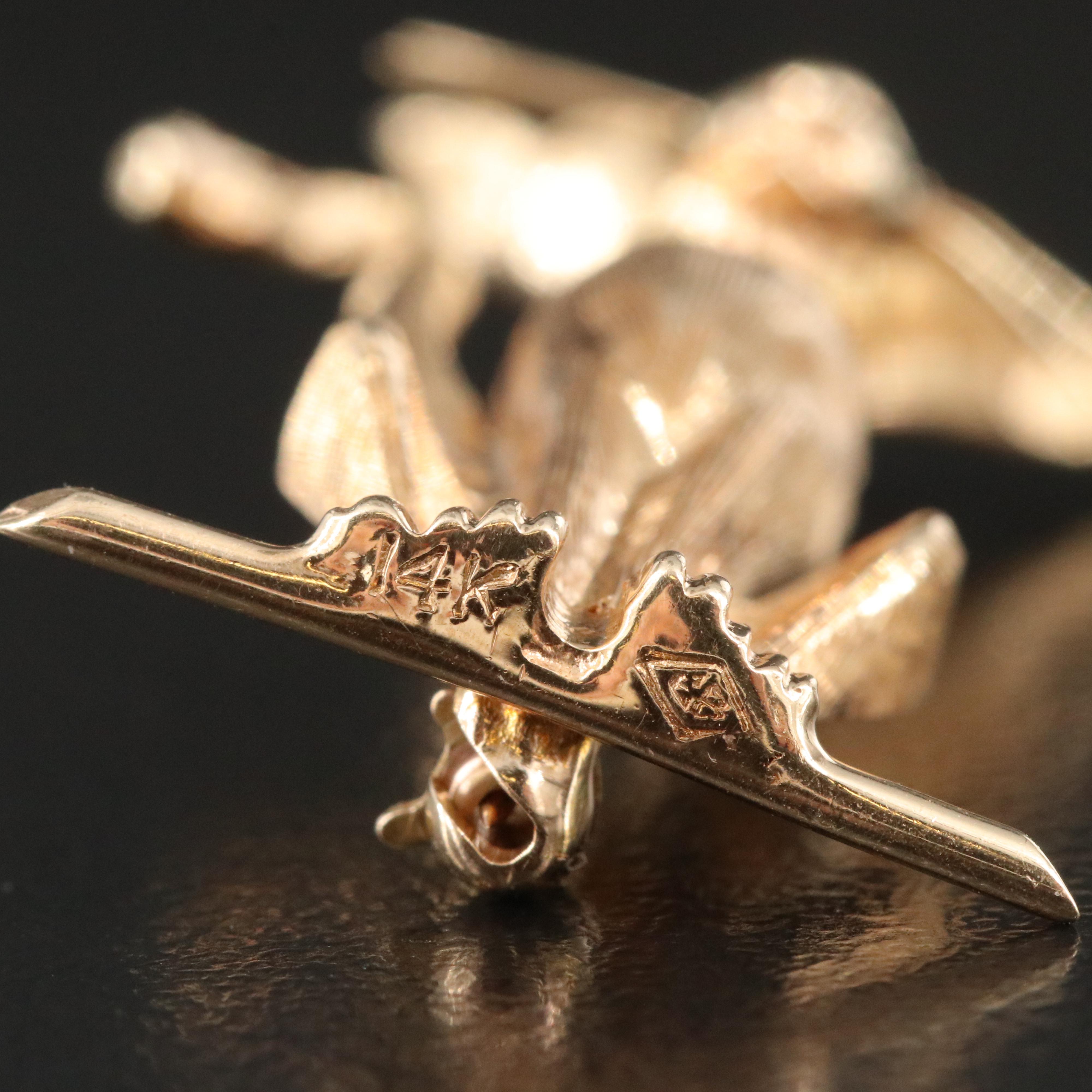 1960s 14K Cat Brooch with Ruby Eyes