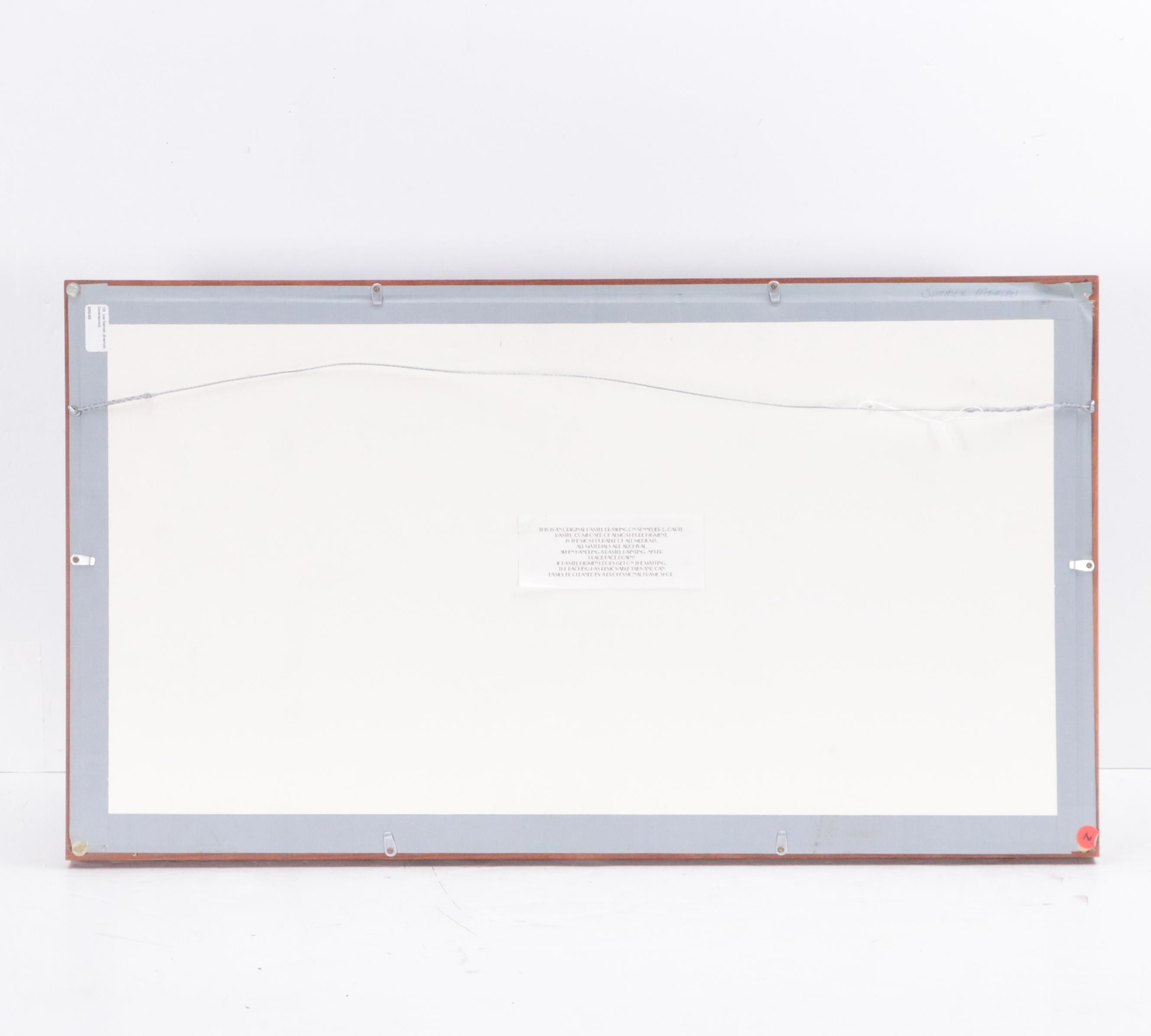 Lisa Eastman Landscape Chalk Pastel Drawing of Haystacks, 1997