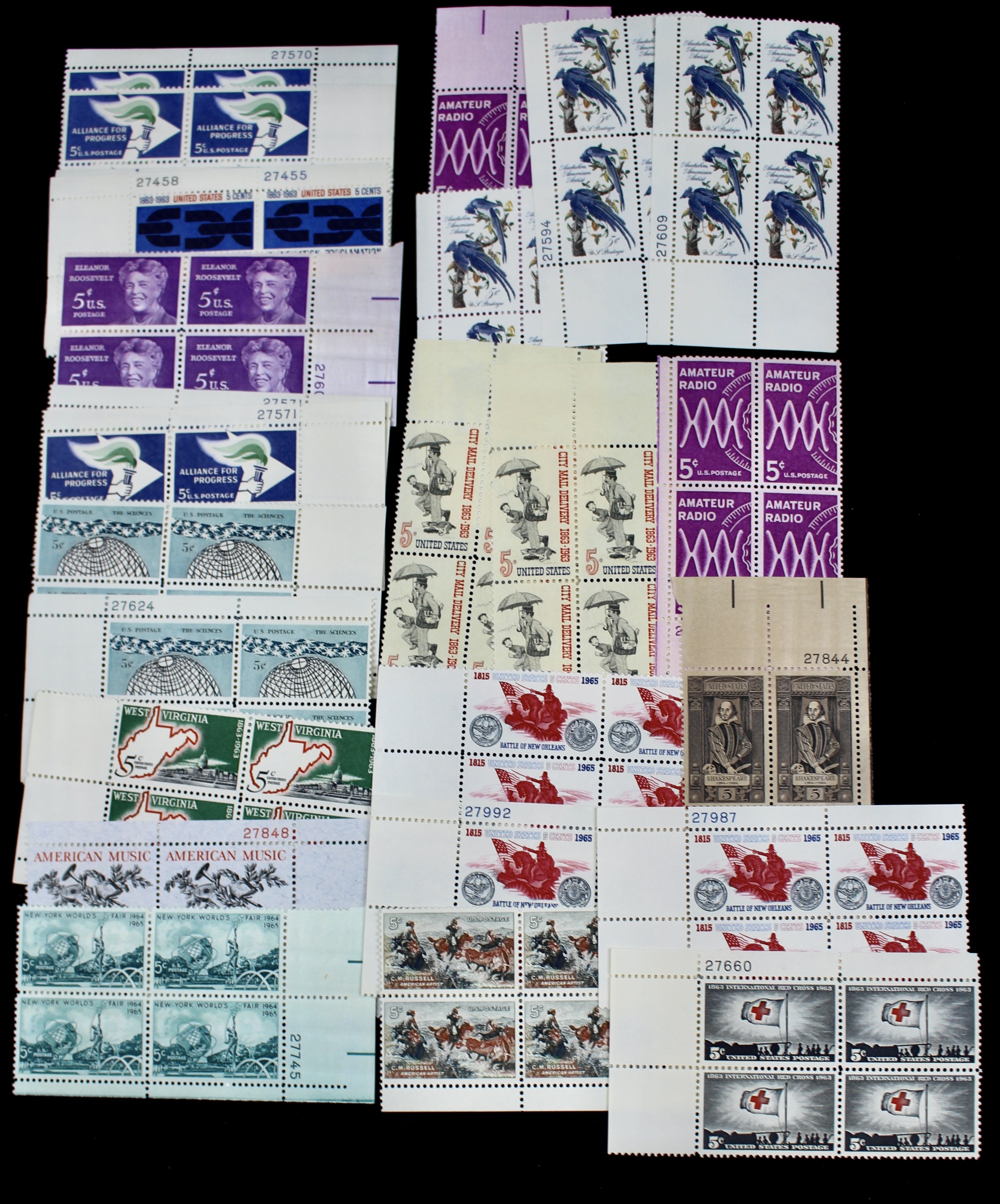 450 U.S. Postage Stamp Plate Blocks