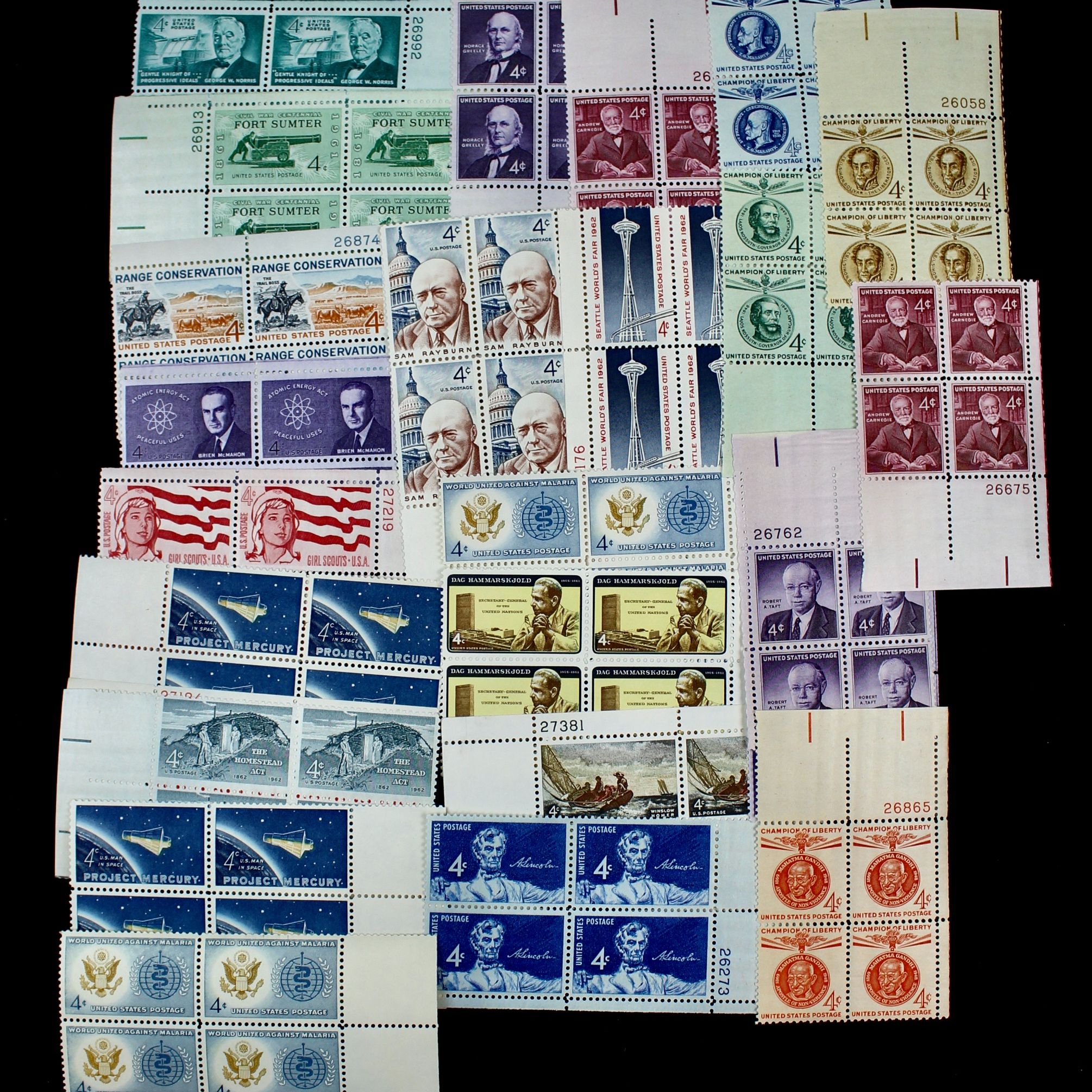 450 U.S. Postage Stamp Plate Blocks