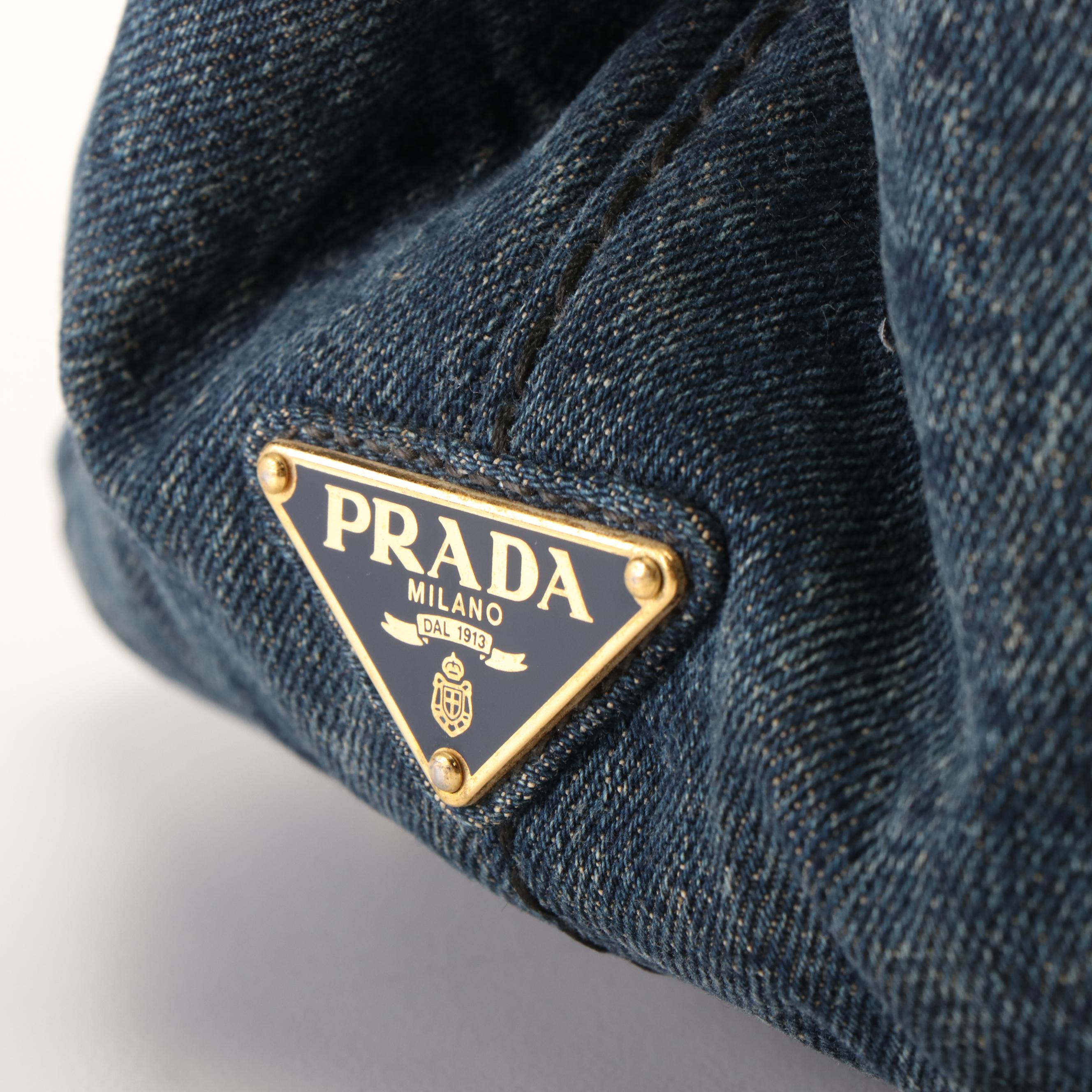 Prada Canapa Logo Denim Tote Bag