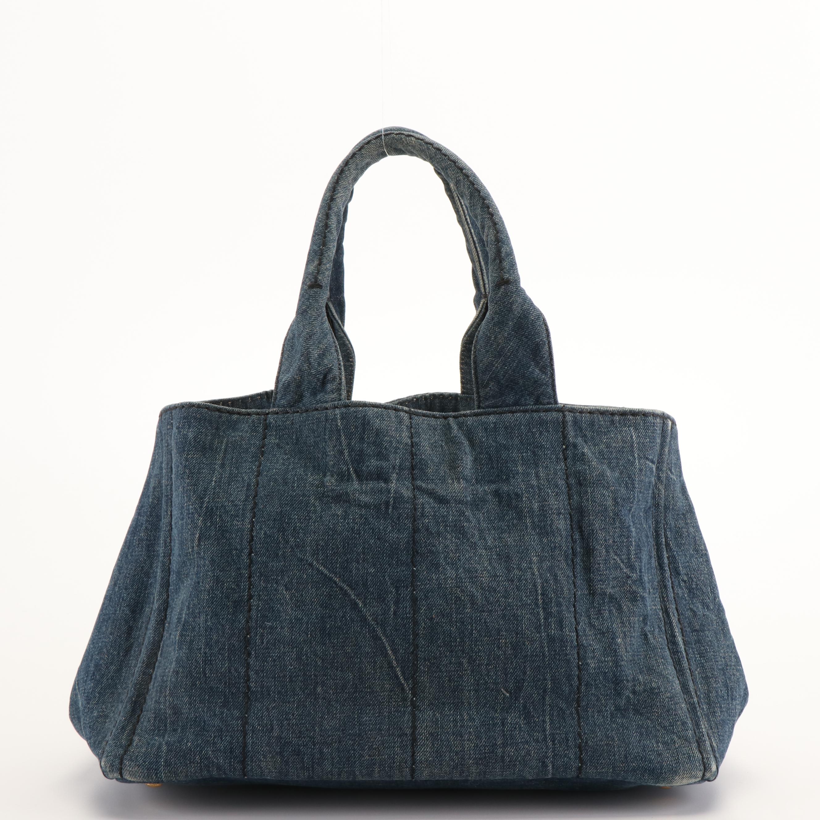 Prada Canapa Logo Denim Tote Bag