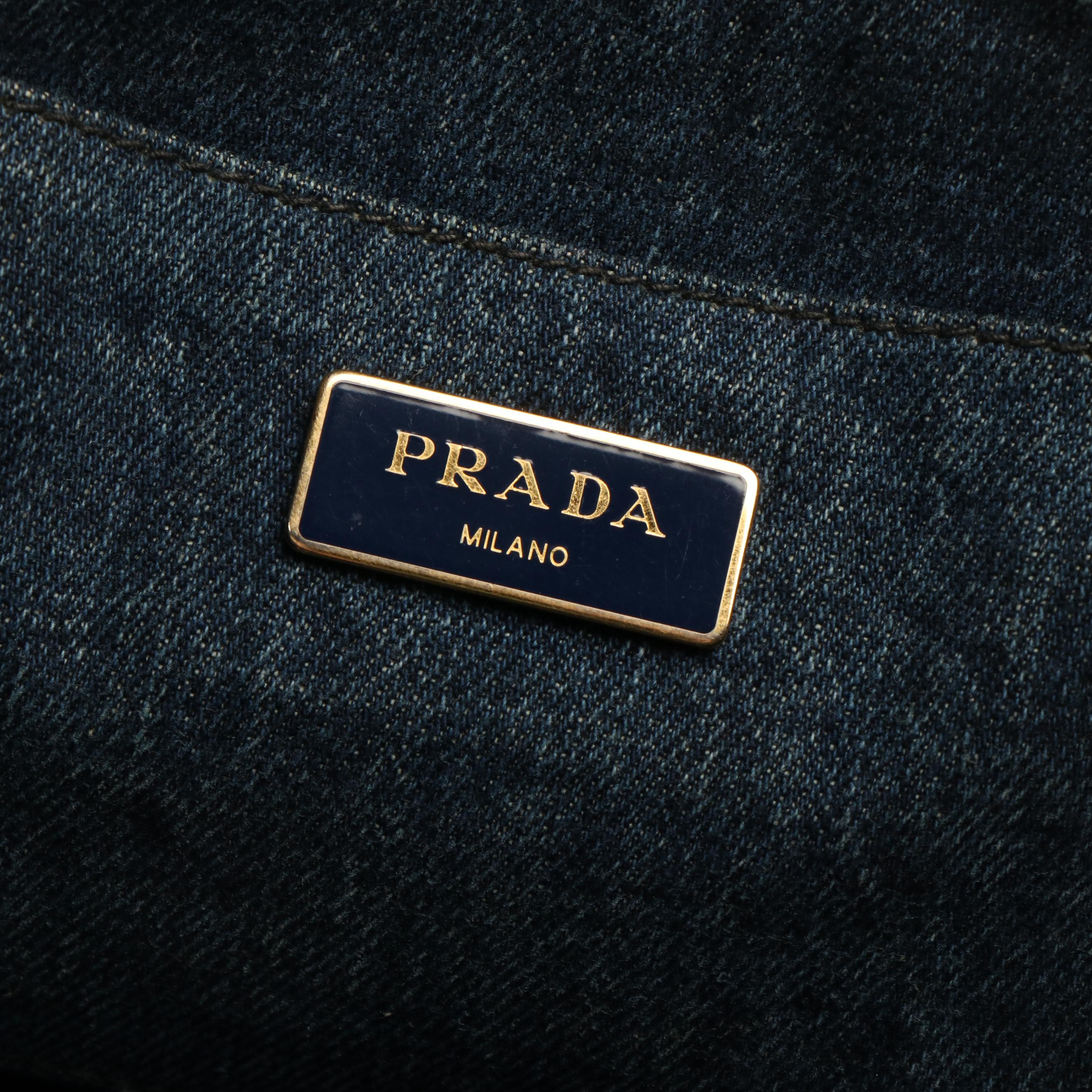 Prada Canapa Logo Denim Tote Bag