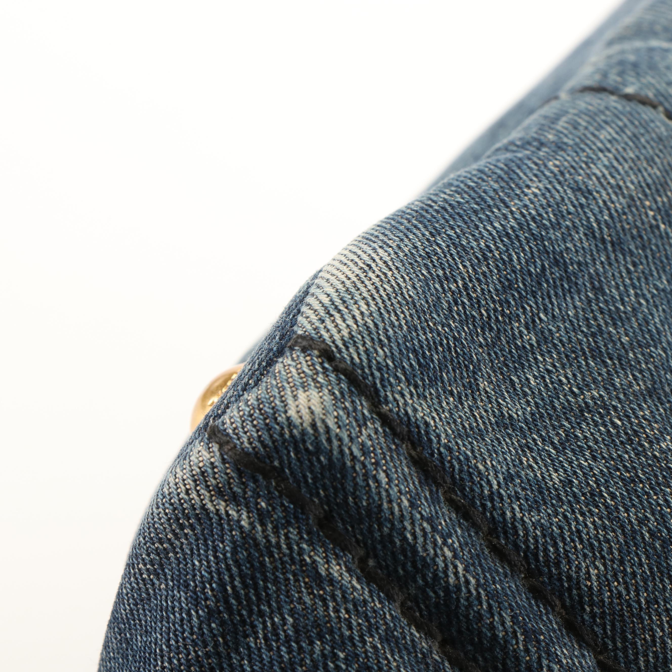 Prada Canapa Logo Denim Tote Bag