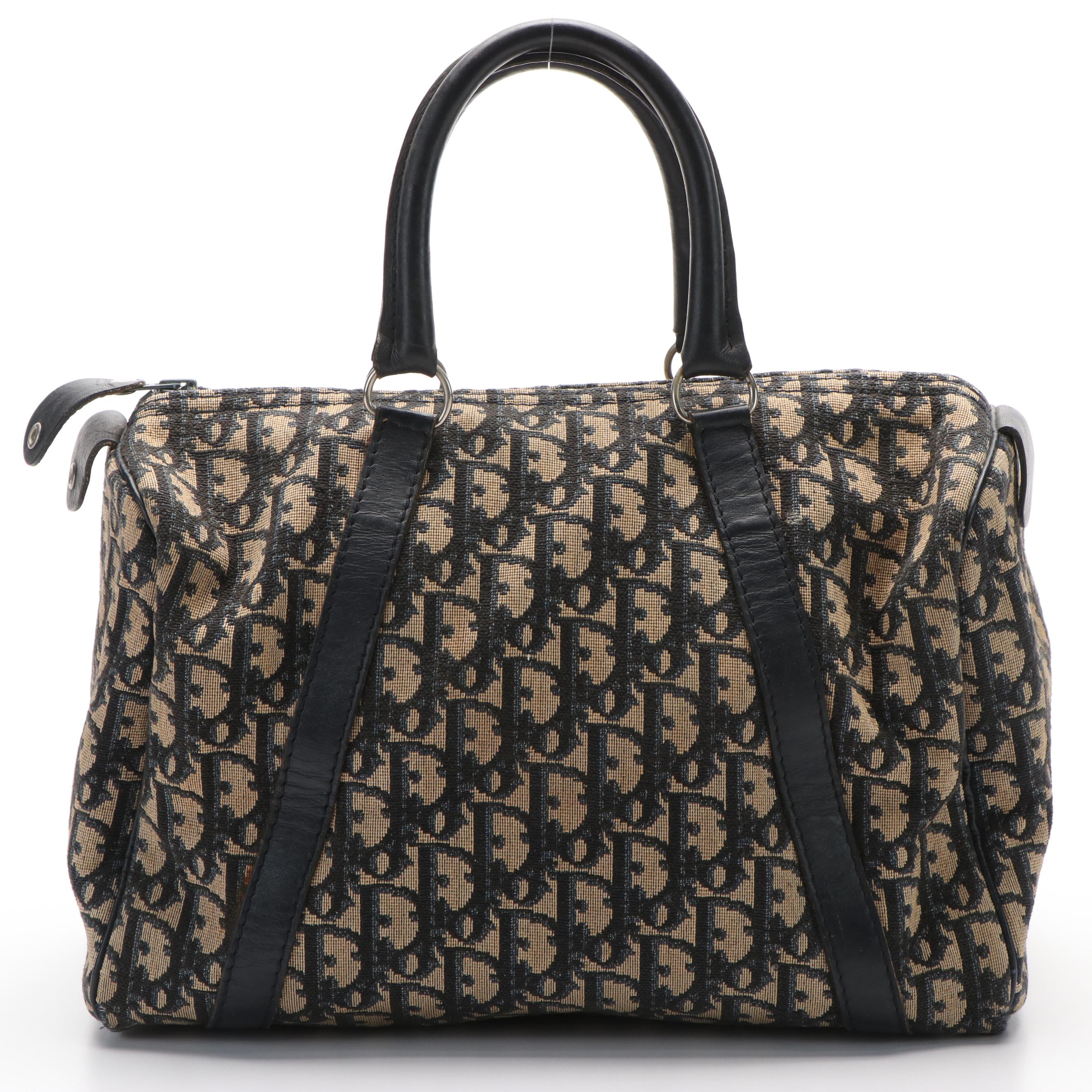 Christian Dior Trotter Boston Bag in Canvas and Leather