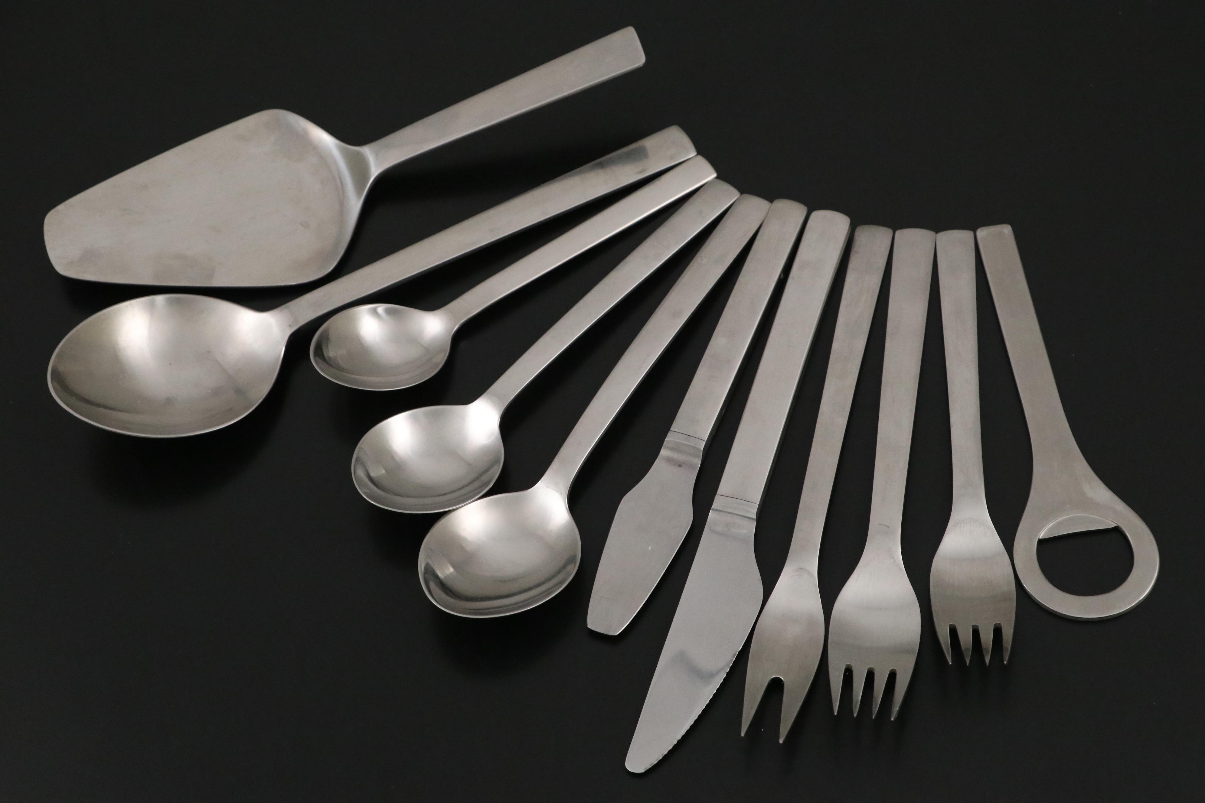 Georg Jensen Stainless Steel Flatware with J. A. Henckels Bottle Opener