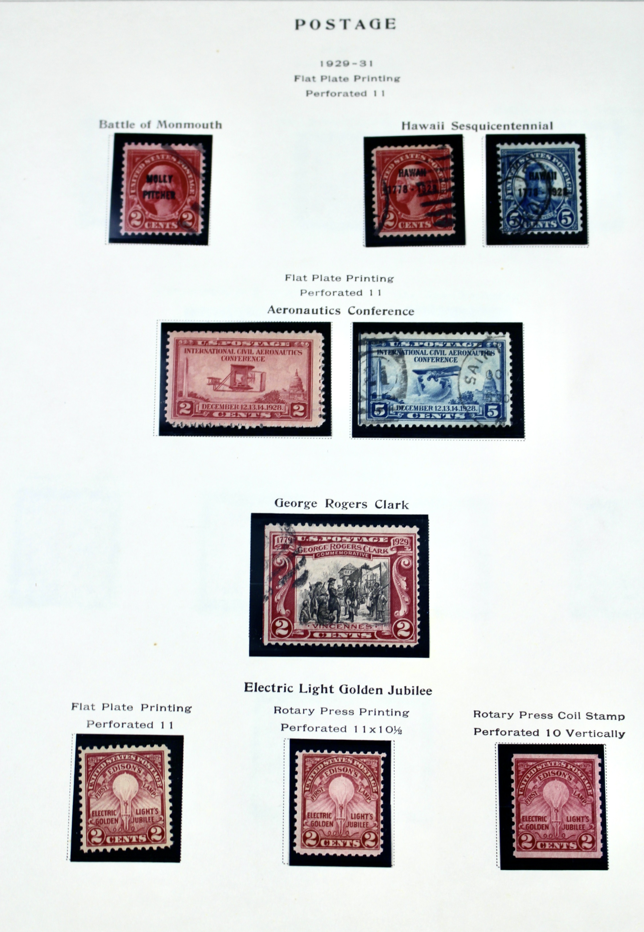 Early U.S. Commemorative Postage Stamp Collection, 1901 to 1935