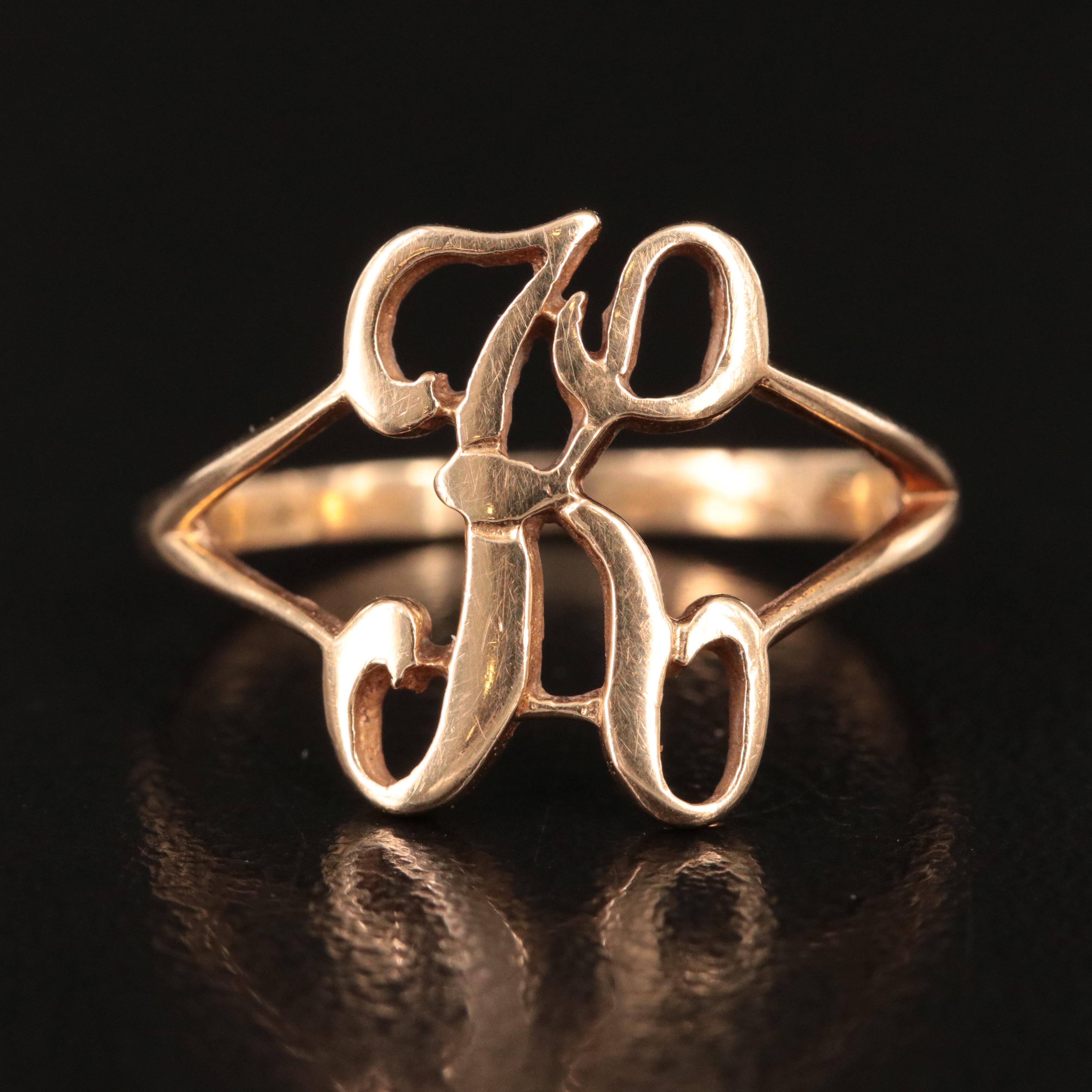14K "K" Ring
