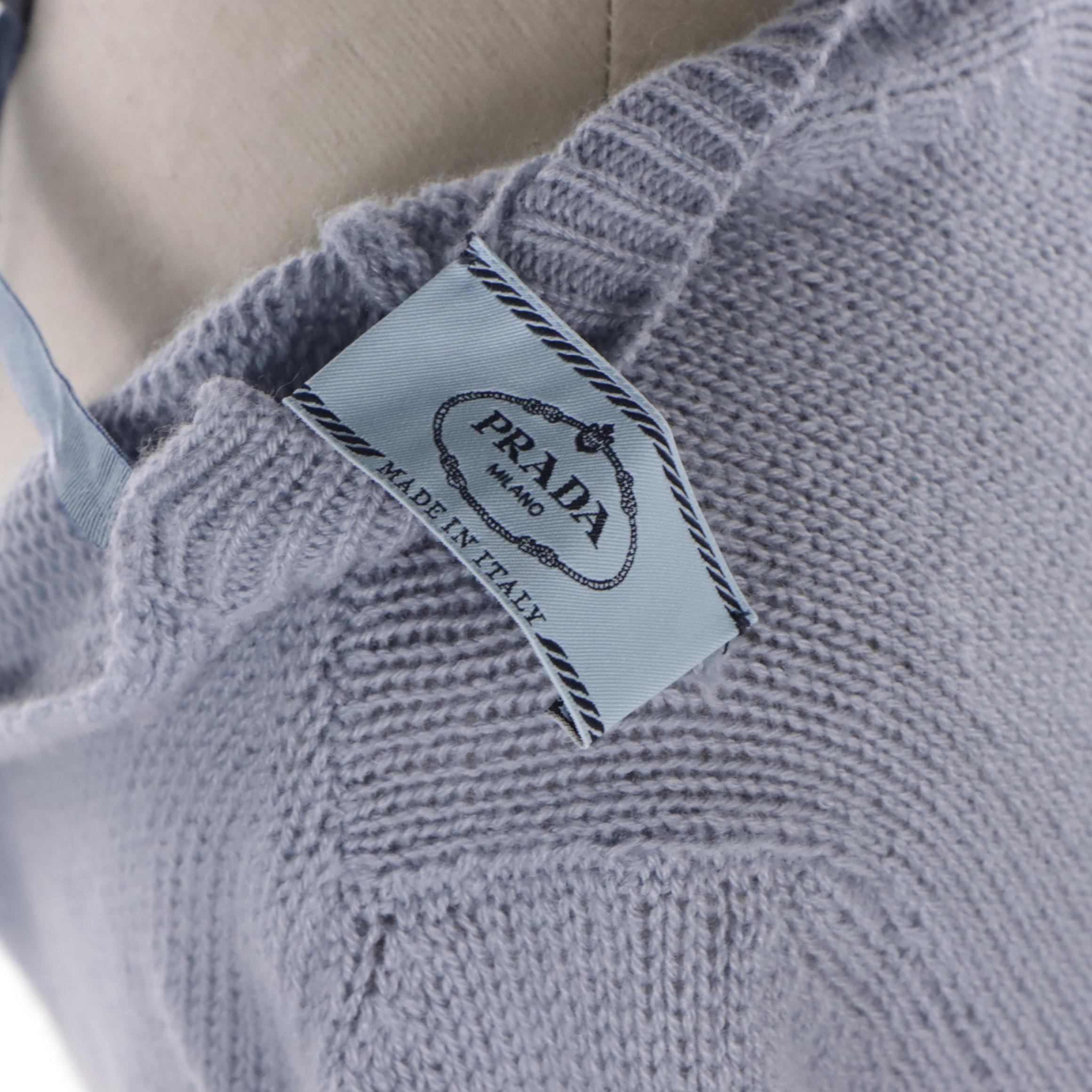 Prada Tie-Back Sweater in Blue Cashmere