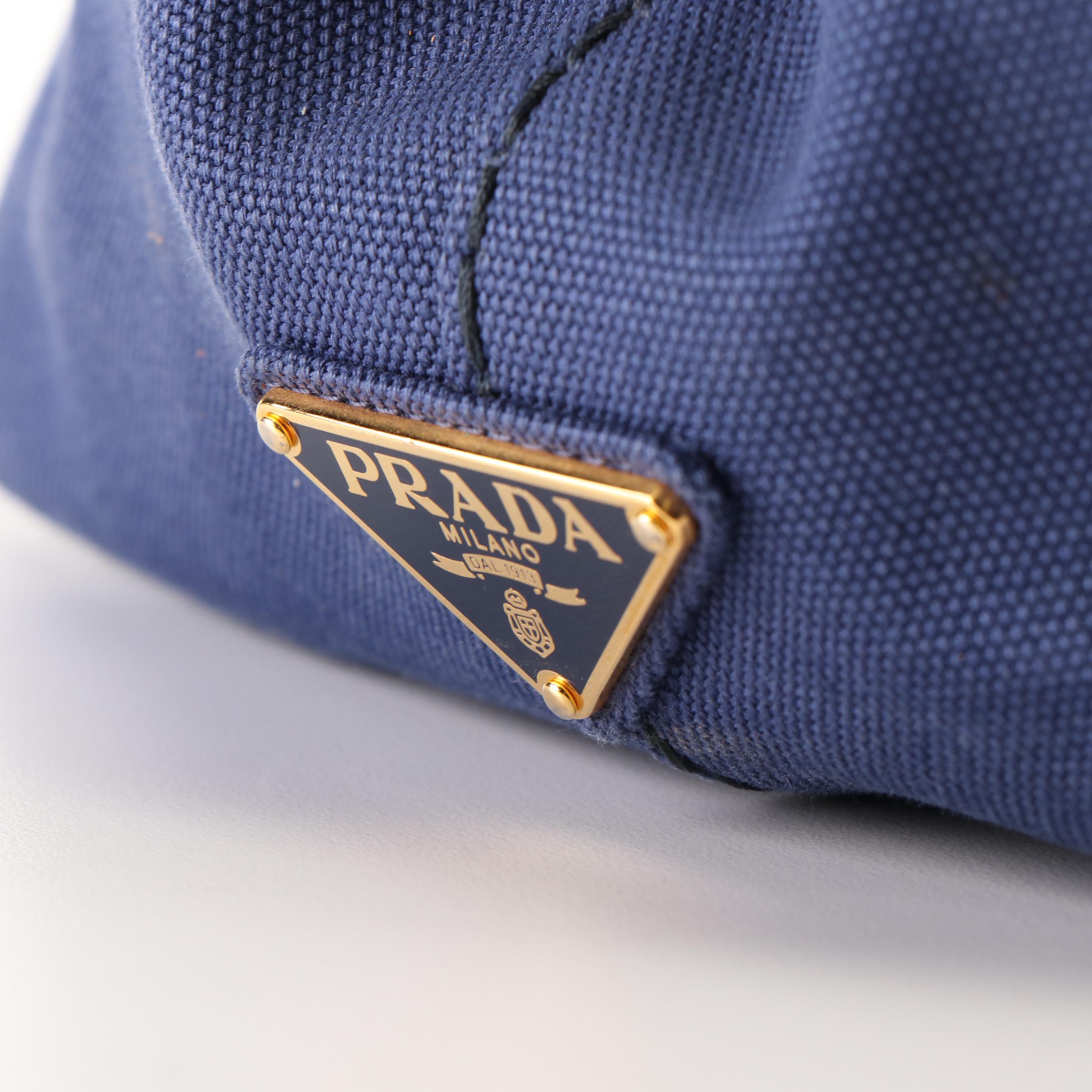 Prada Canapa Logo Tote Bag in Blue Canvas