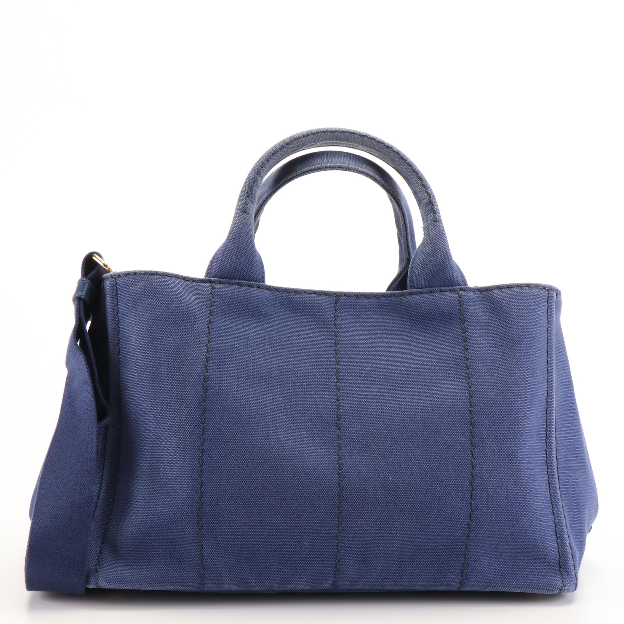 Prada Canapa Logo Tote Bag in Blue Canvas