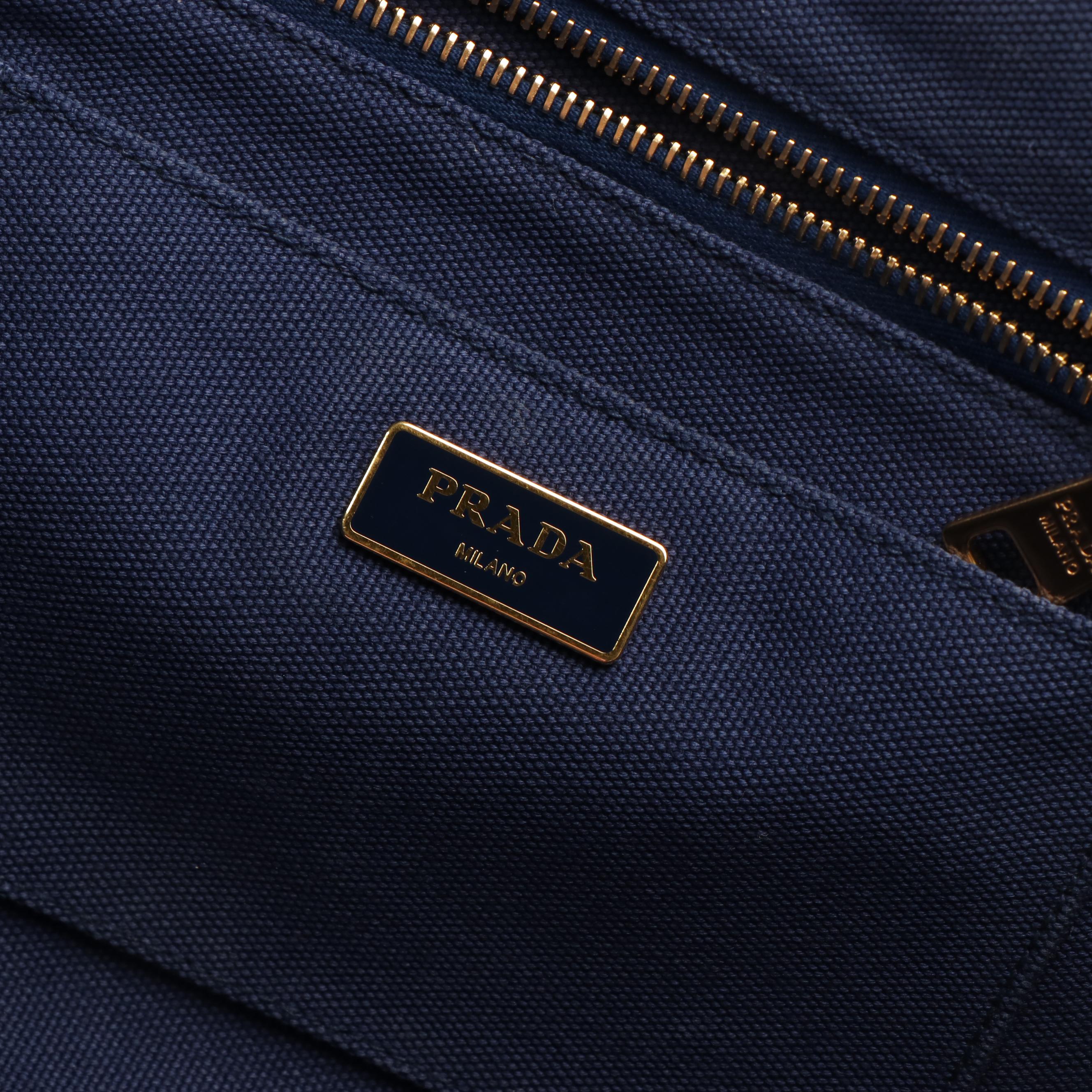 Prada Canapa Logo Tote Bag in Blue Canvas