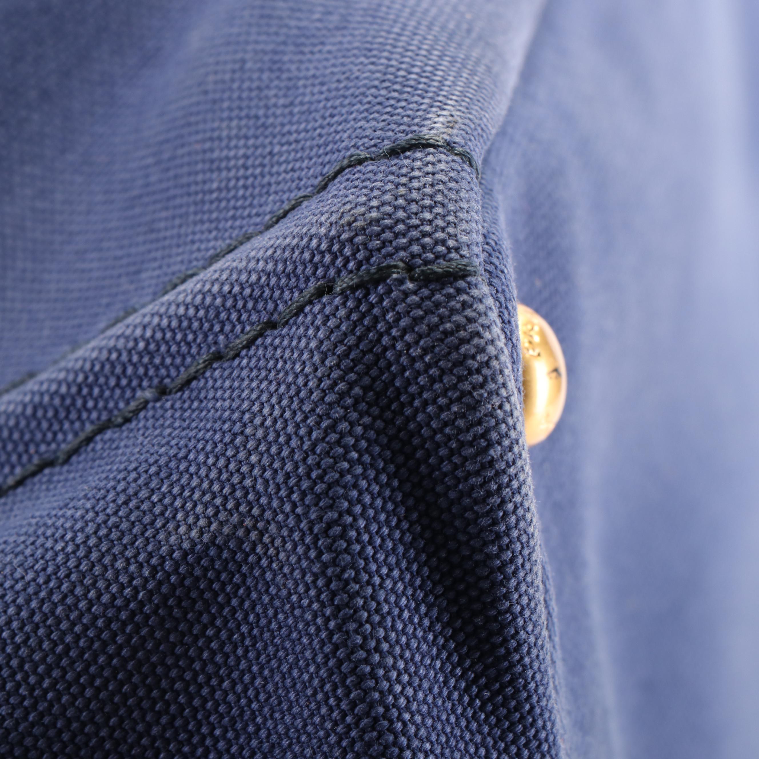 Prada Canapa Logo Tote Bag in Blue Canvas