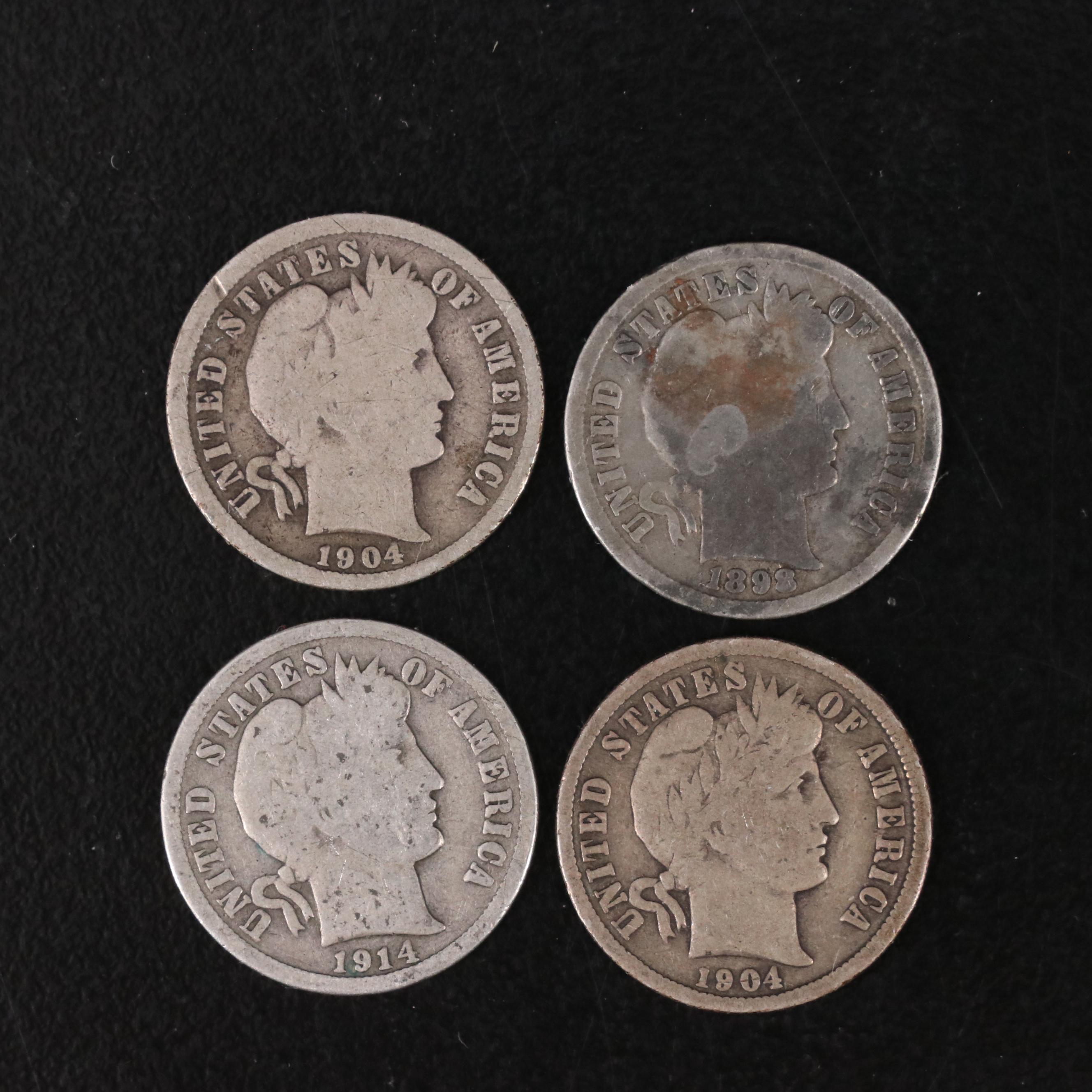 Group of Thirty-Seven Barber Dimes and an 1886 Seated Liberty Dime