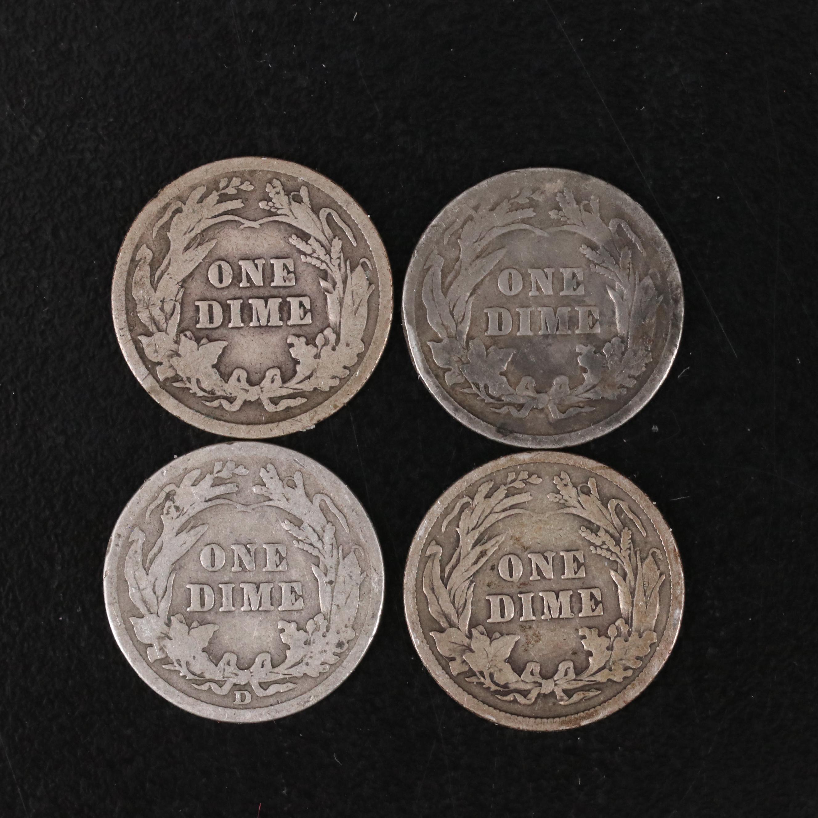 Group of Thirty-Seven Barber Dimes and an 1886 Seated Liberty Dime