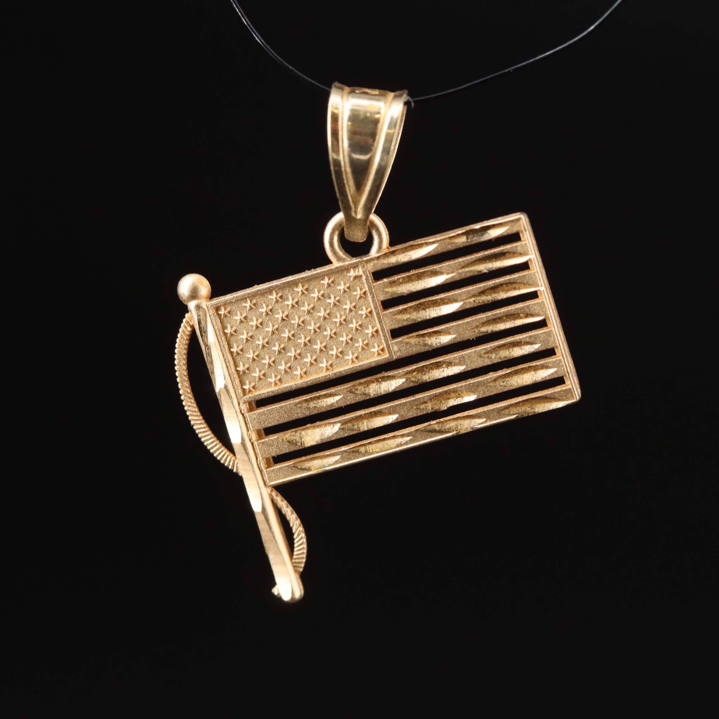 14K American Flag Pendant