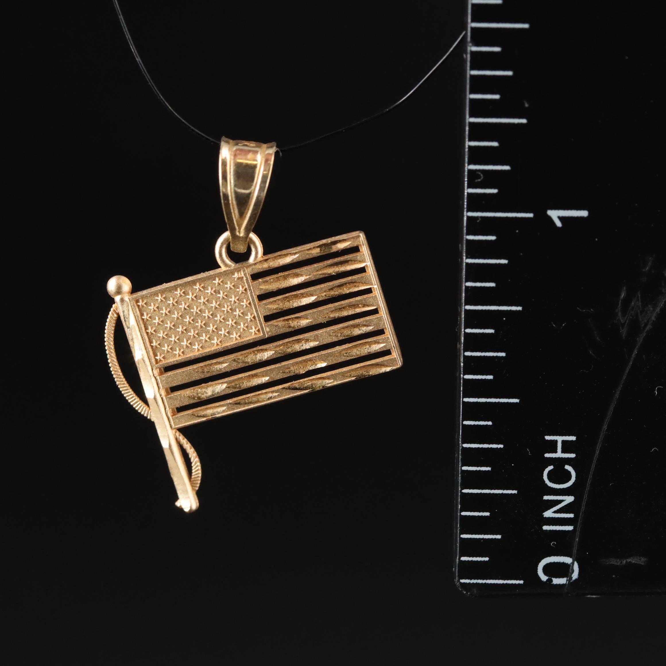14K American Flag Pendant