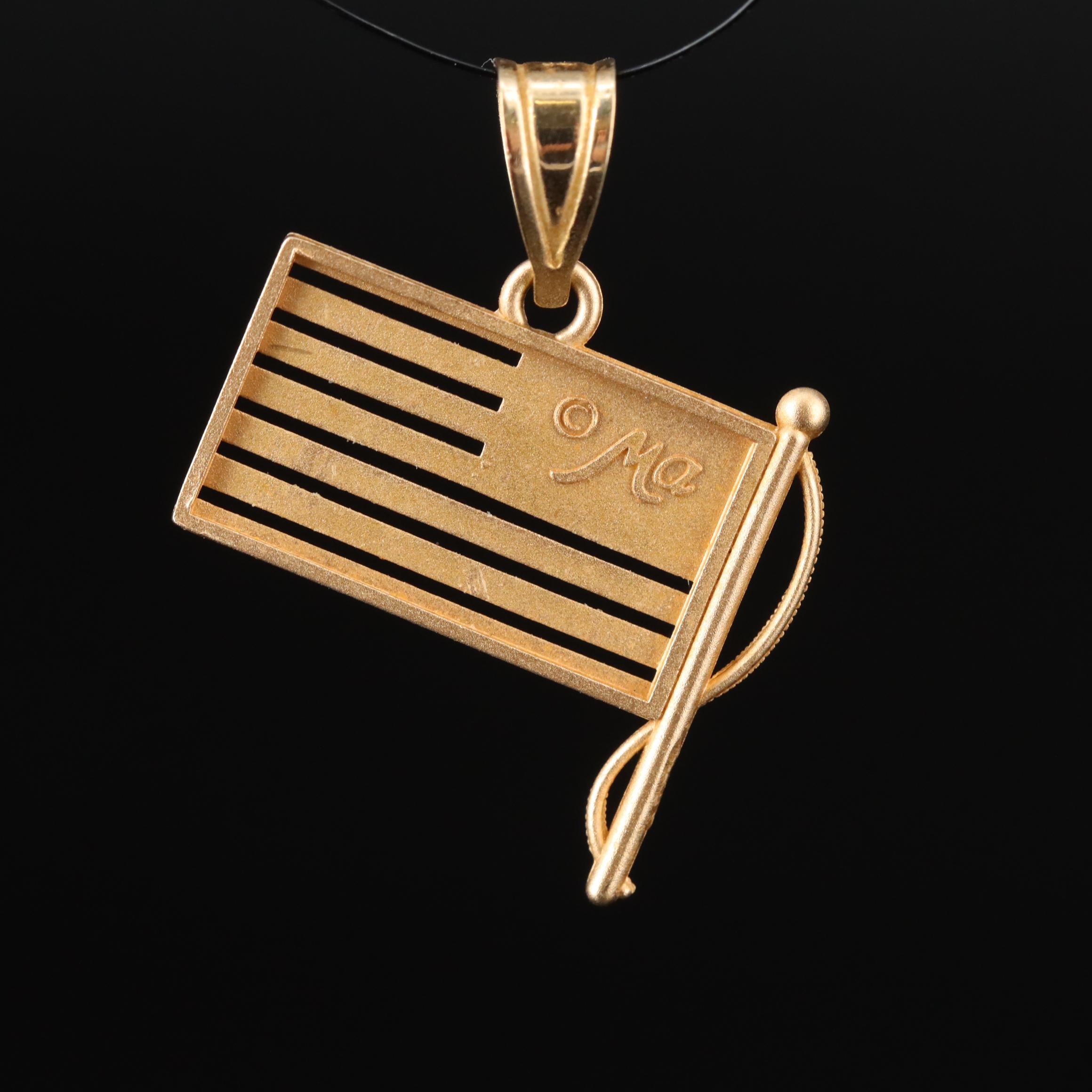 14K American Flag Pendant