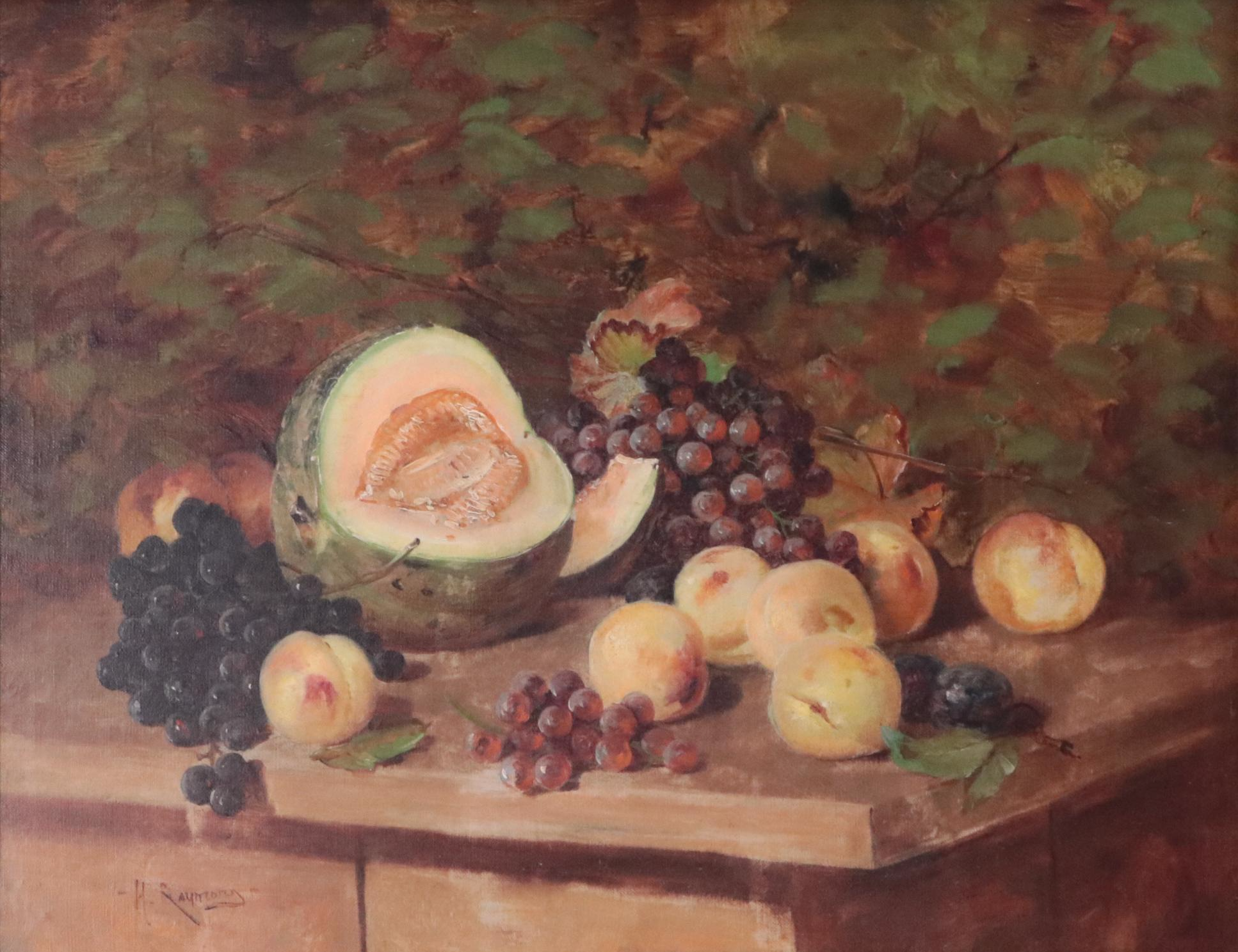 H. Raymond Fruit Still Life Oil Painting