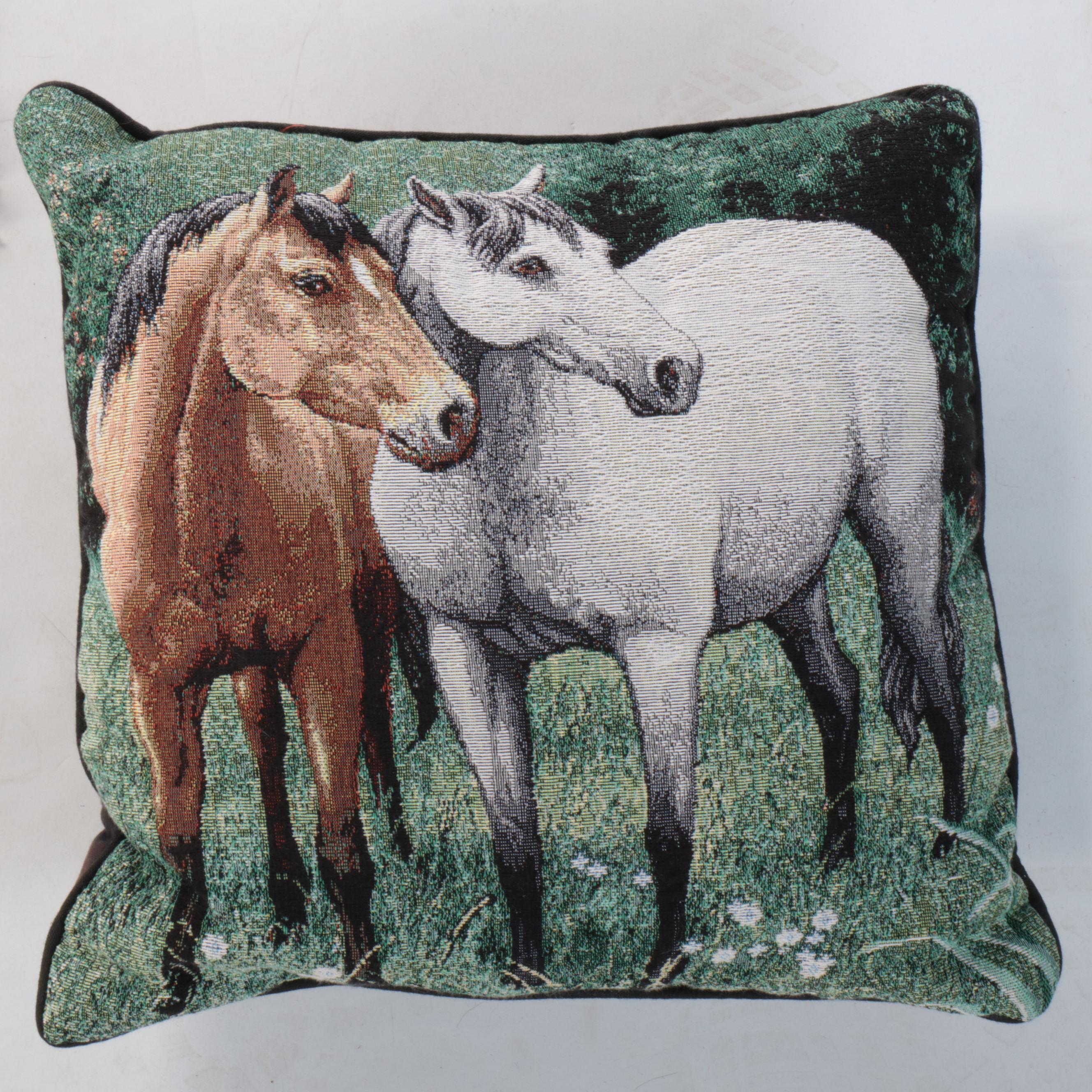 Goodwin Weavers Lipizzaner Horse Motif Throw with Accent Pillow & Luggage Stand